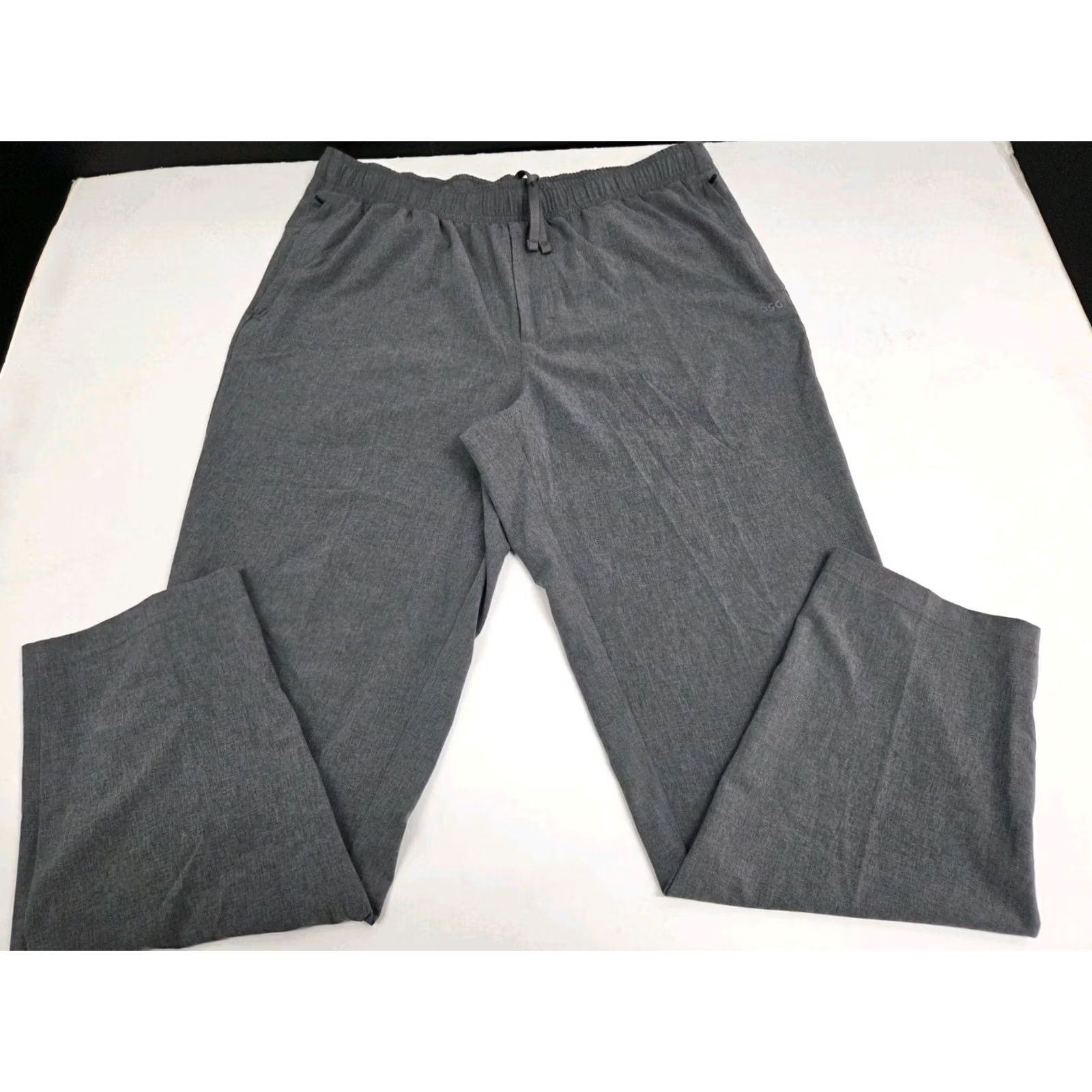 Vintage DSG Mens Performance Grey Pants Lightweight Drawstring Zip Pckt 33 L Adult Regular Gray Solid Chino Athleisure Sports Size US 33 - 2 Thumbnail