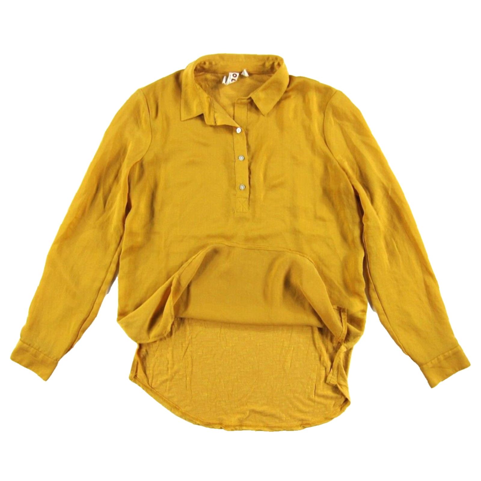 Anthropologie VINTAGE Dolan Anthropologie Yellow Silky Jersey Collared Long Sleeve Blouse Size Small Size S / US 4 / IT 40 - 5 Thumbnail