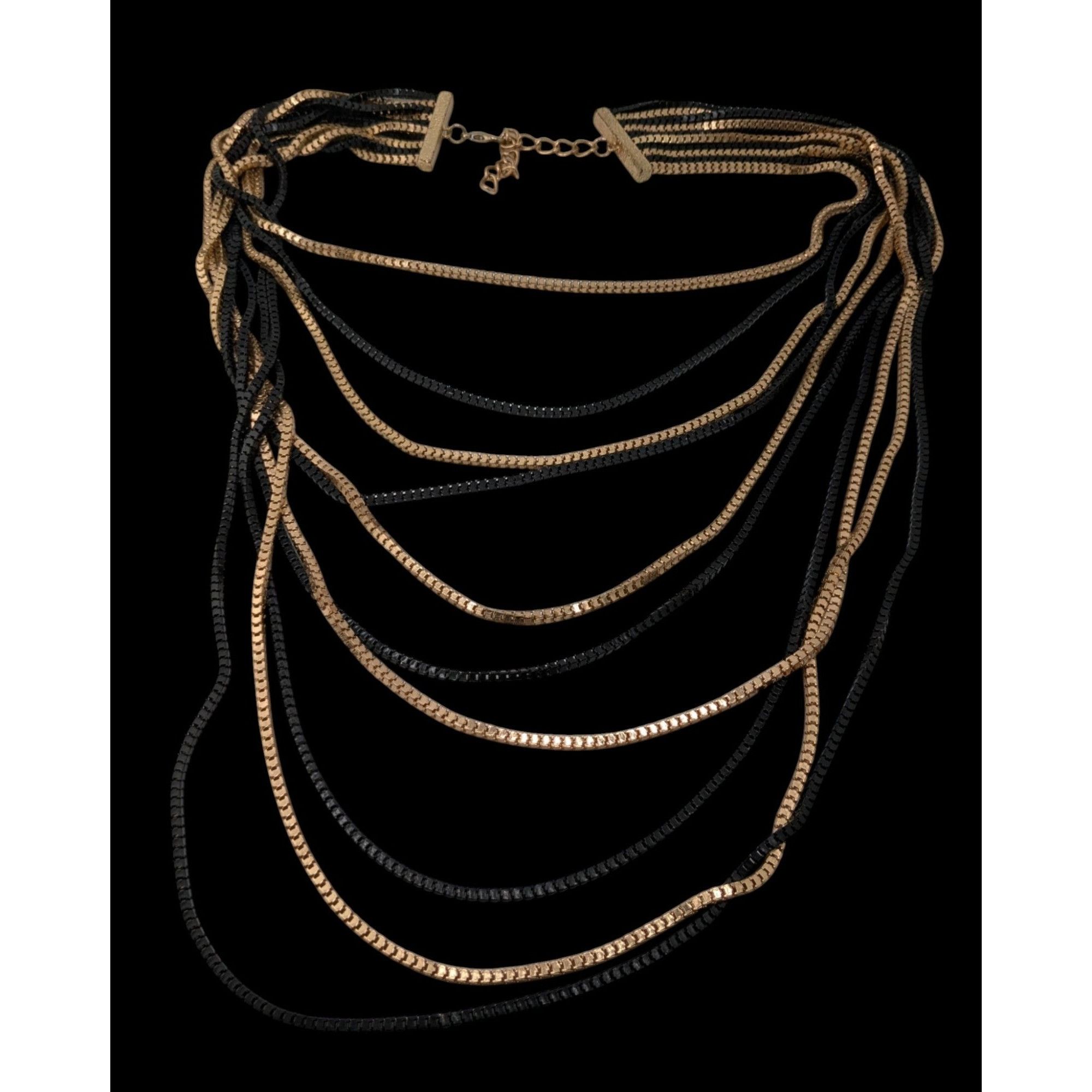 Other Elegant Glam Layered Black & Gold Multi-Strand Necklace With Size ONE SIZE - 2 Thumbnail