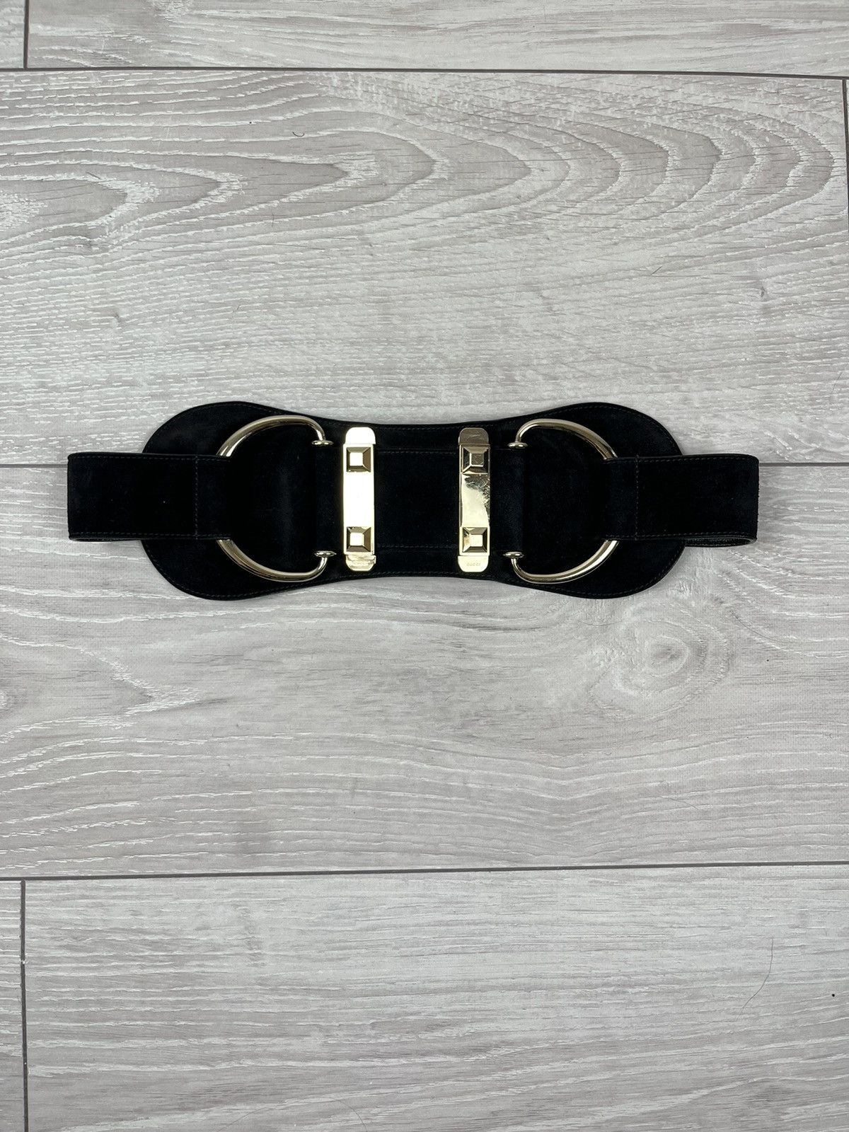 Gucci Gucci Tom Ford Black Suede Big Buckle Waist Belt Size ONE SIZE - 5 Thumbnail