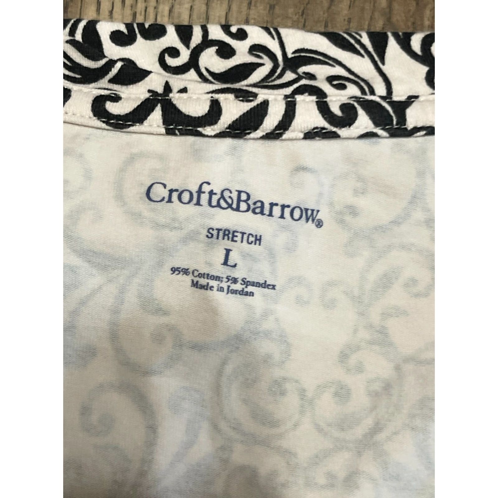 Croft & Barrow Croft & Barrow Shirt Womens Large Black White 3/4 Sleeve Floral Paisley Casual Womens Size L / US 10 / IT 46 - 7 Thumbnail