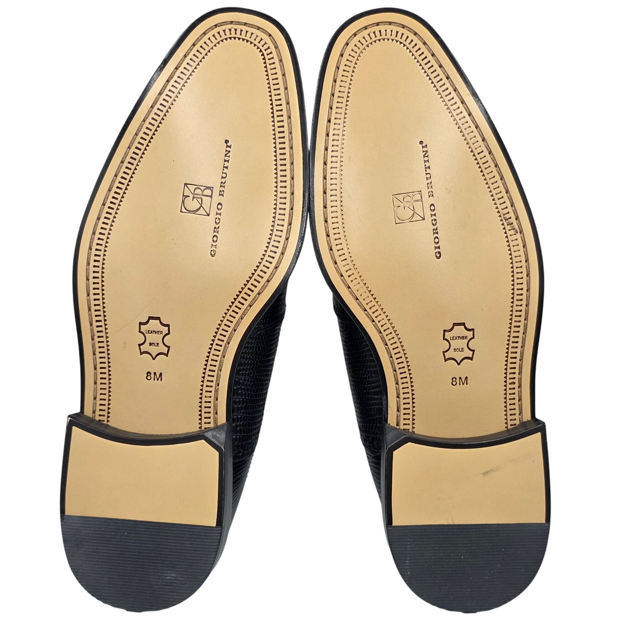 Giorgio Brutini NEW Giorgio Brutini Black Lizard Print Leather Cap-toe Oxfor Size US 8 / EU 41 - 2 Thumbnail