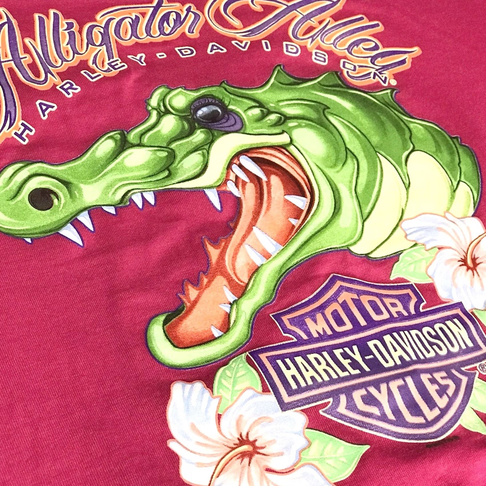 Harley Davidson Harley-Davidson Women Pink Willie G Skull Alligator Alley V-Neck T-Shirt S Size S / US 4 / IT 40 - 4 Thumbnail