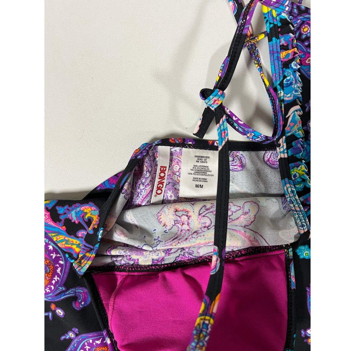 Bonobos × Japanese Brand × Vintage Bongo Paisley Boho Bohemian Tankini Top Swimwear Size M 🖤💜✨ Size M / US 6-8 / IT 42-44 - 2 Thumbnail