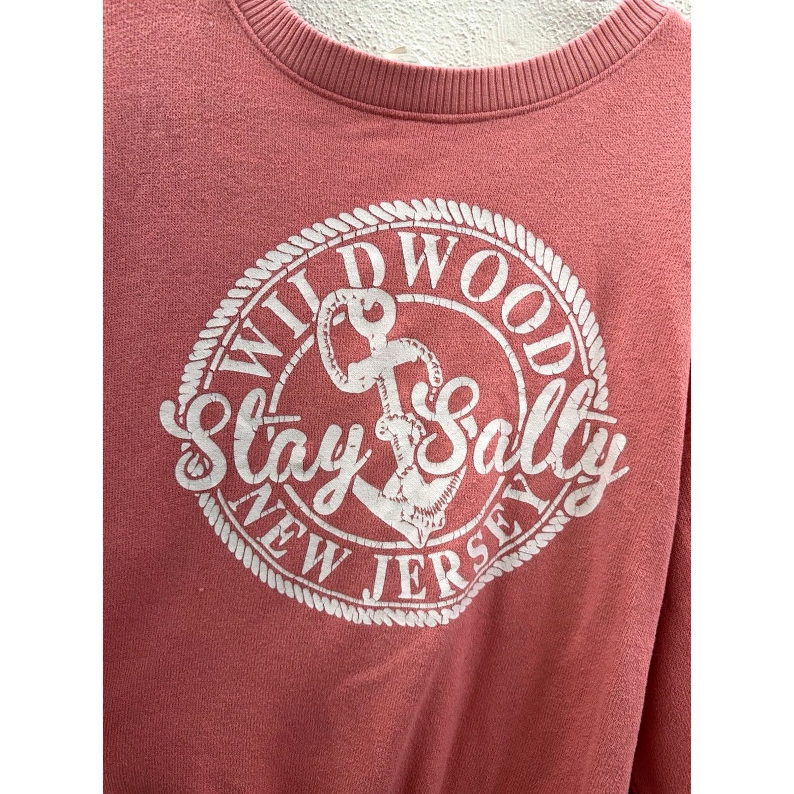 CO ESY Surf Co Sweatshirt Womens XL Pink Terry Crew Neck Pullover Beach Wildwood New Jersey Size XL / US 12-14 / IT 48-50 - 2 Thumbnail