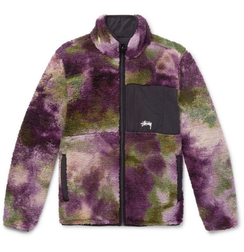 image of Stussy Reversible Fleece Jacket in Purple/Green, Men's (Size XL)