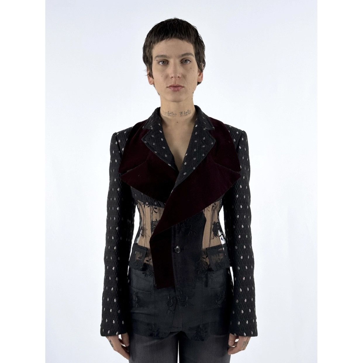 Comme des Garcons × Rei Kawakubo Comme des Garçon blazer with velvet and tulle inserts Size S / US 4 / IT 40 - 2 Thumbnail