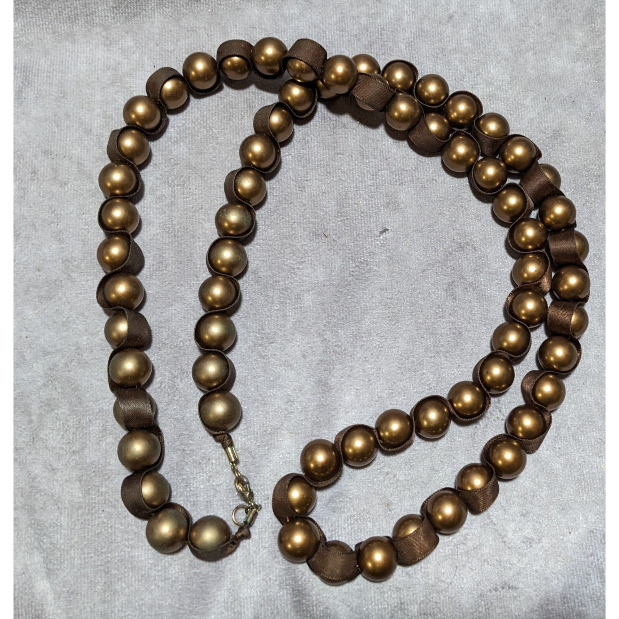 Other Brown Pearl Ribbon Necklace Size ONE SIZE - 8 Thumbnail