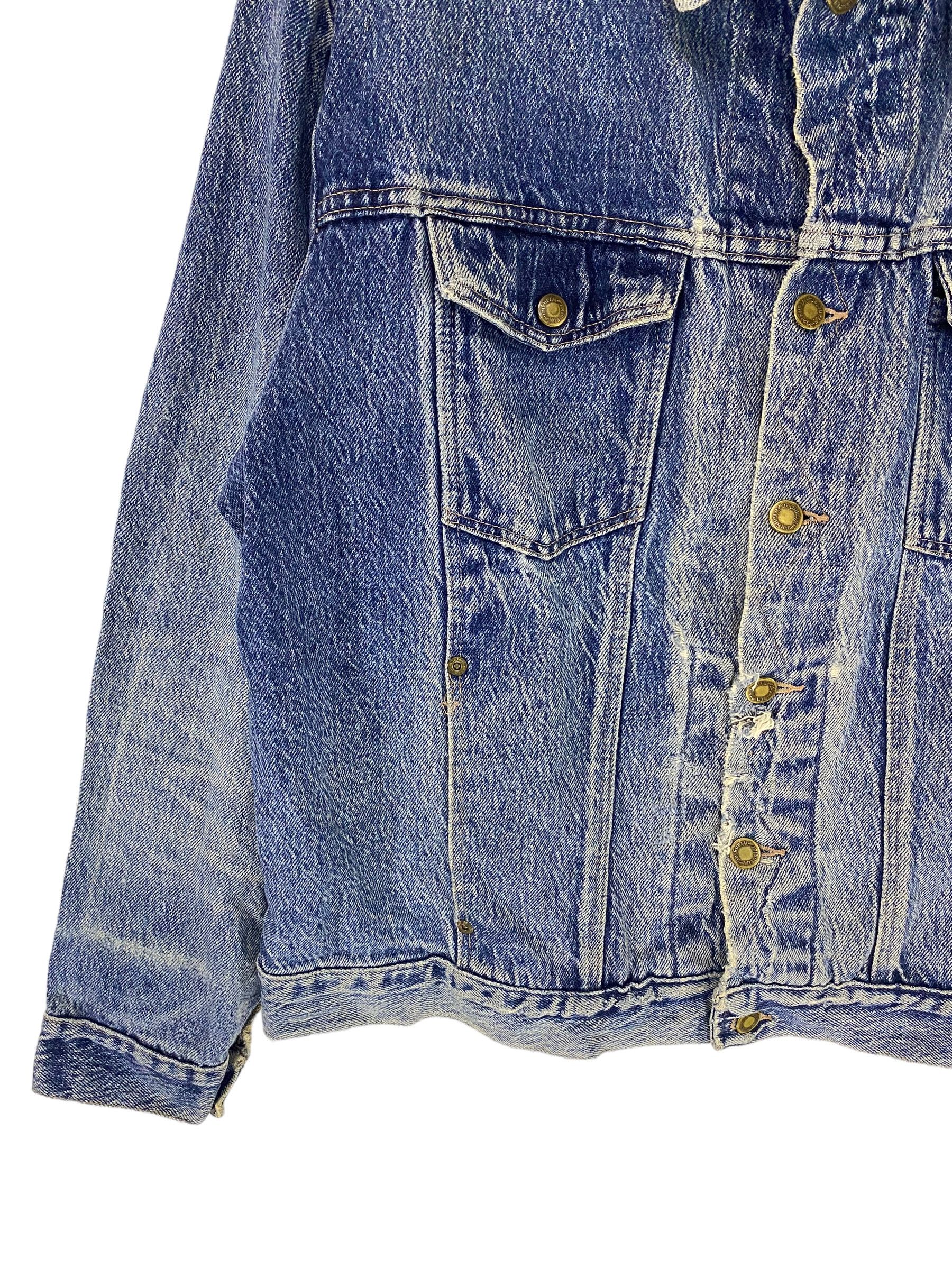 Vintage × Wrangler 90s Wrangler 15 Ozdistressed denim jacket Size US L / EU 52-54 / 3 - 6 Thumbnail
