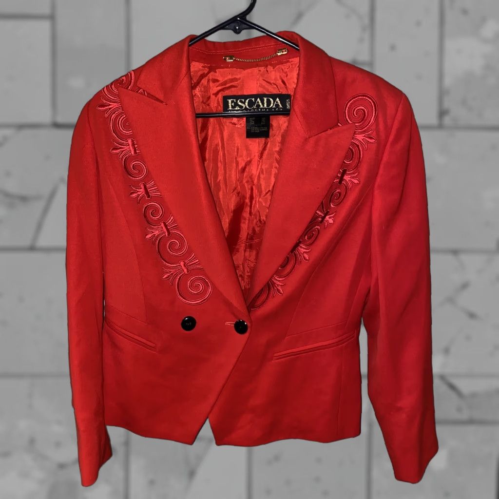 Escada Escada Margaretha Ley Womens Red Button Wool Coat Size 38 Size XS / US 0-2 / IT 36-38 - 1 Thumbnail
