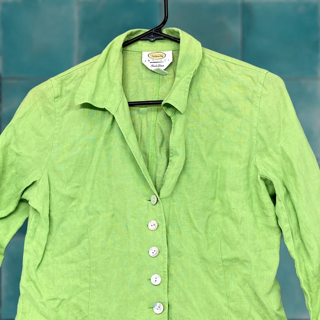 Talbots Talbots Linen Jacket / Top Green Button 8 Pockets Womens Regular Size M / US 6-8 / IT 42-44 - 1 Thumbnail