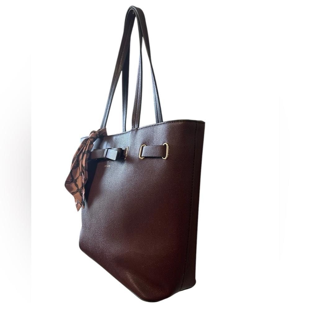 Designer Anne Klein Burgundy Tote Bag with Scarf Size ONE SIZE - 4 Thumbnail