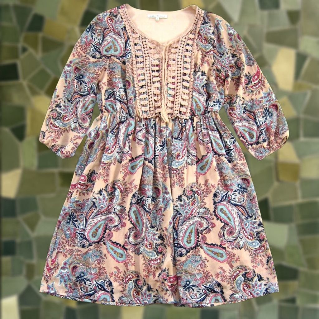 Pinko Daniel Rainn Pink Floral 3/4 Sleeve Embroidered Smock Tunic Dress M Womens Size M / US 6-8 / IT 42-44 - 1 Thumbnail