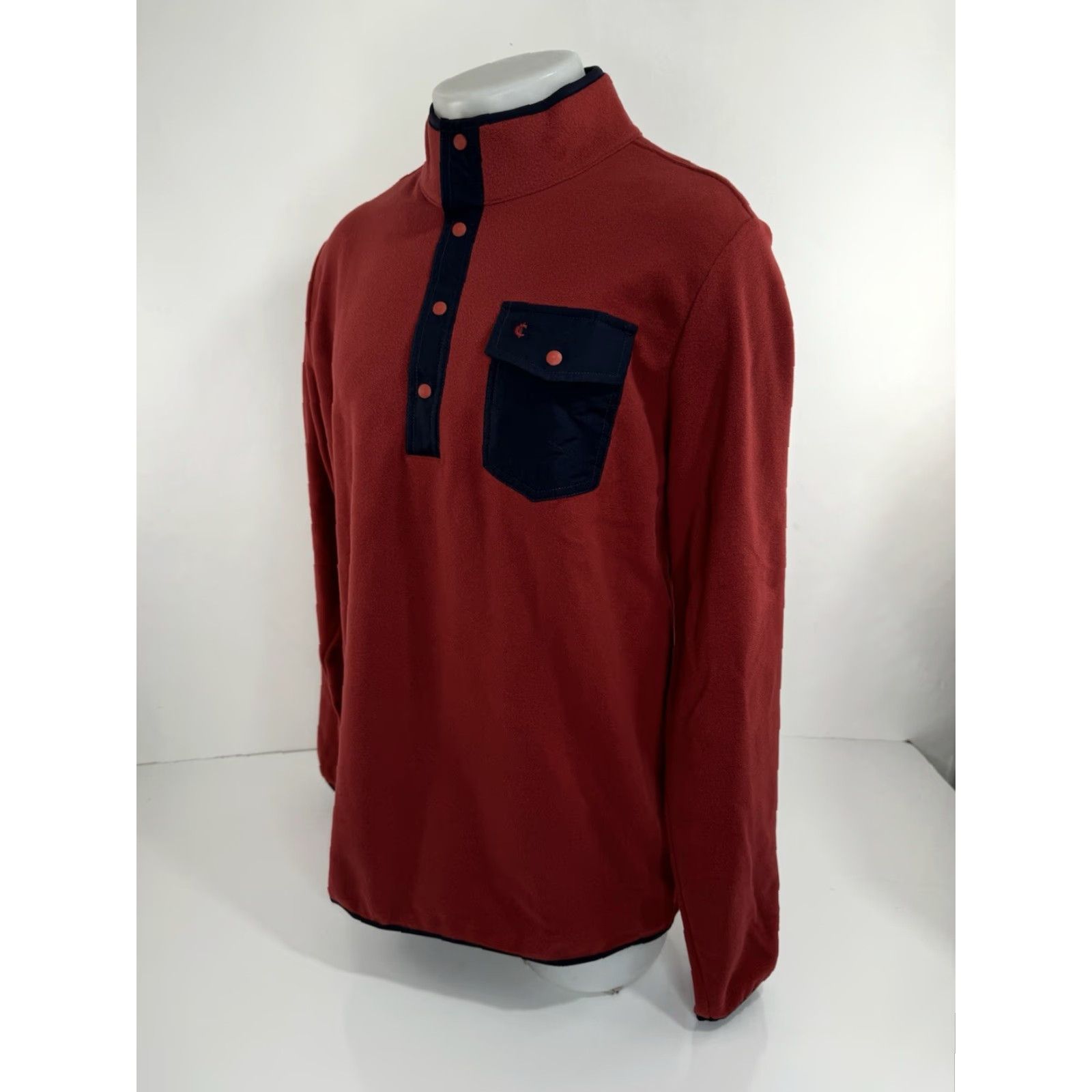 Logo 7 CRIQUET Fleece Pullover Jacket - Red - Embroidered Logo - L - Snap - Adults Mens - 100% Polyester - NEW w TAG Size US L / EU 52-54 / 3 - 2 Thumbnail