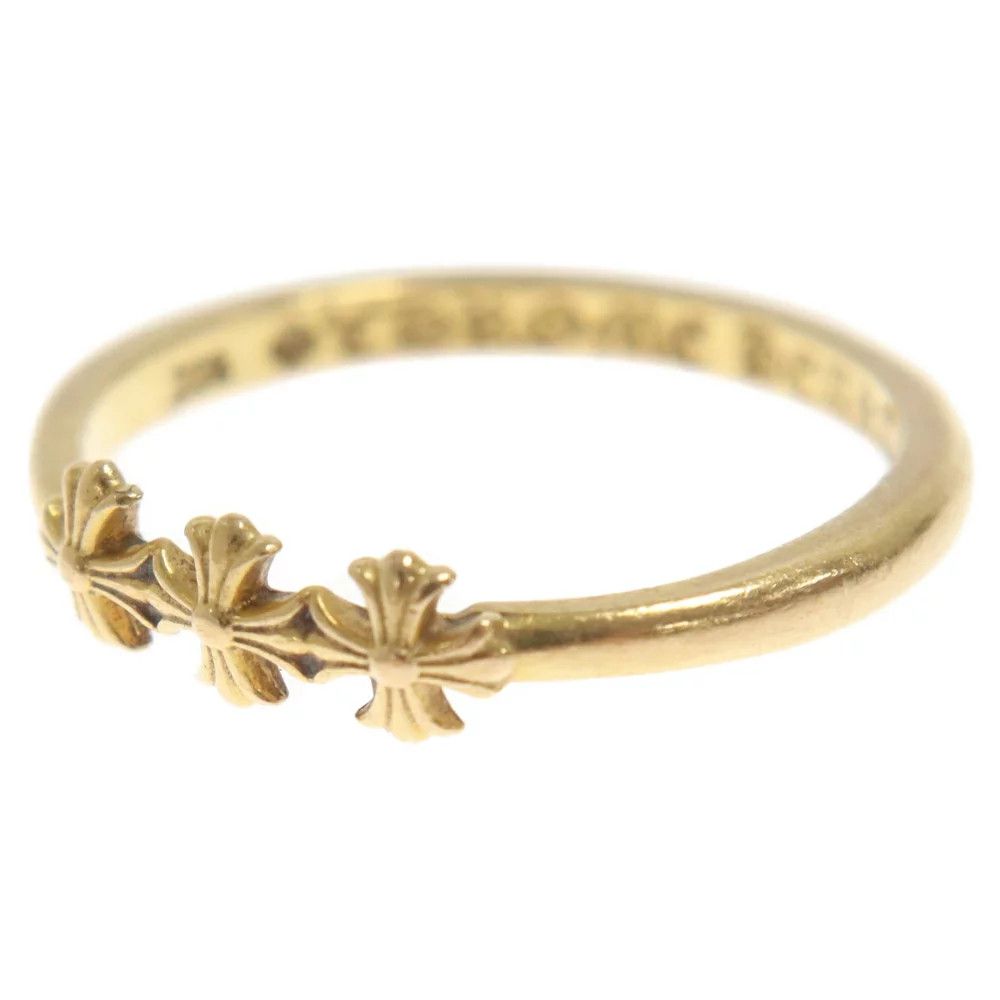 image of Chrome Hearts Triple Plus Bubblegum Ring - Size 5 in Gold, Men's