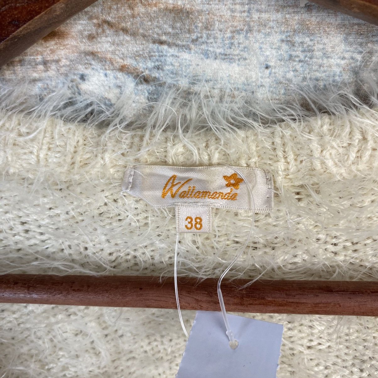 Homespun Knitwear DL Wallamanda White Mohair fur shaggy Knitwear #C1091 Size XS / US 0-2 / IT 36-38 - 7 Thumbnail