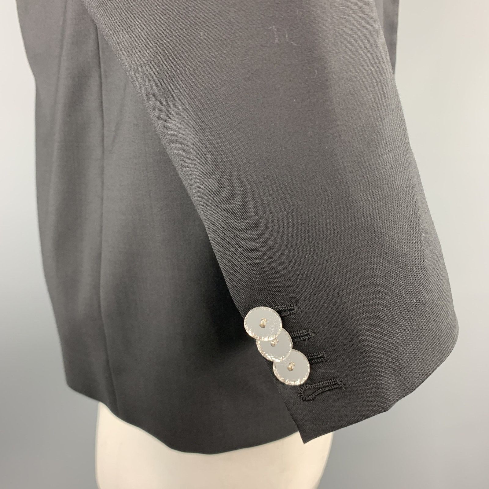 Viktor & Rolf VIKTOR & ROLF 40 Black Wool Satin Peak Lapel Tuxedo Jacket Size 40R - 7 Thumbnail