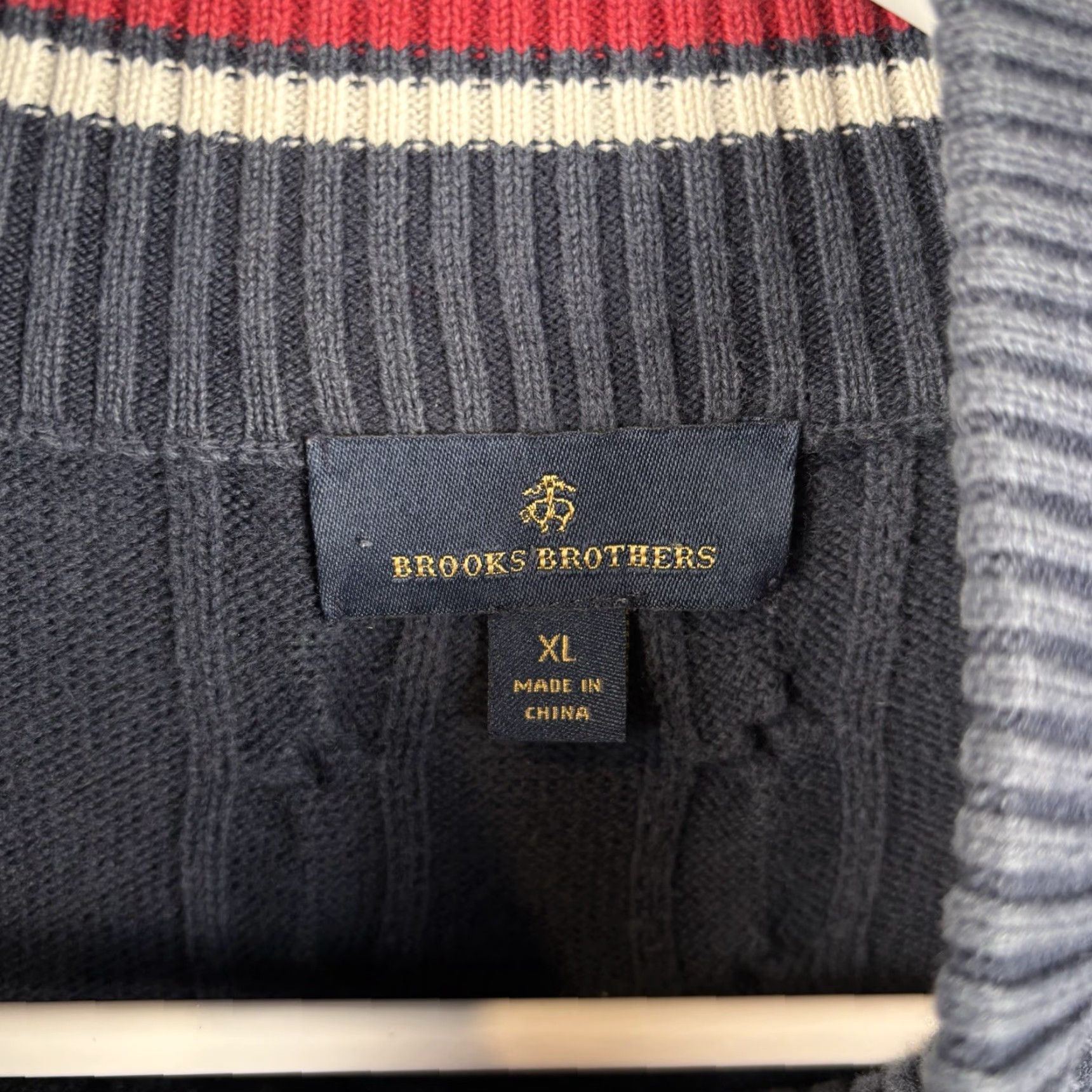 Brooks Brothers VINTAGE Brooks Brothers Men’s Cable Knit Quarter Zip Sweater Navy Blue XL Pullover Knit Zip Mock Neck Size US XL / EU 56 / 4 - 3 Thumbnail