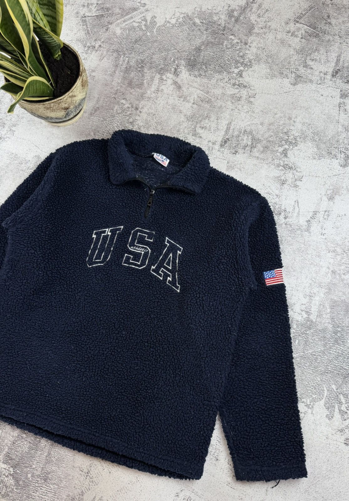 Vintage Sherpa USA Athletic Flag Logo Fleece Snow Sweatshirt Pullover Size US M / EU 48-50 / 2 - 3 Thumbnail