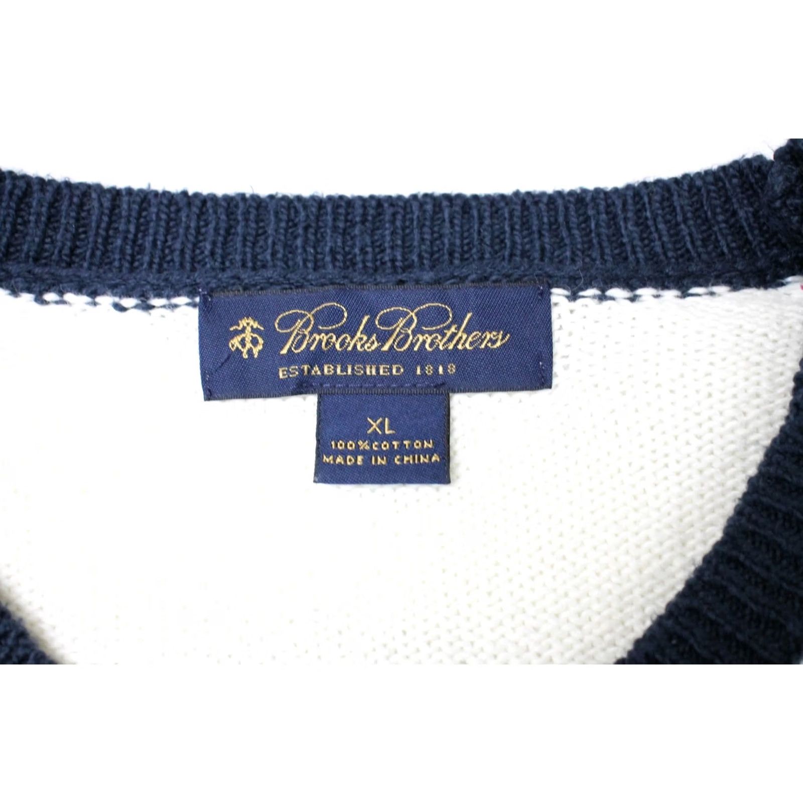 Brooks Brothers BROOKS BROTHERS Men's LARGE Pullover Crew Collar Striped Knitted Jumper Size US L / EU 52-54 / 3 - 7 Thumbnail