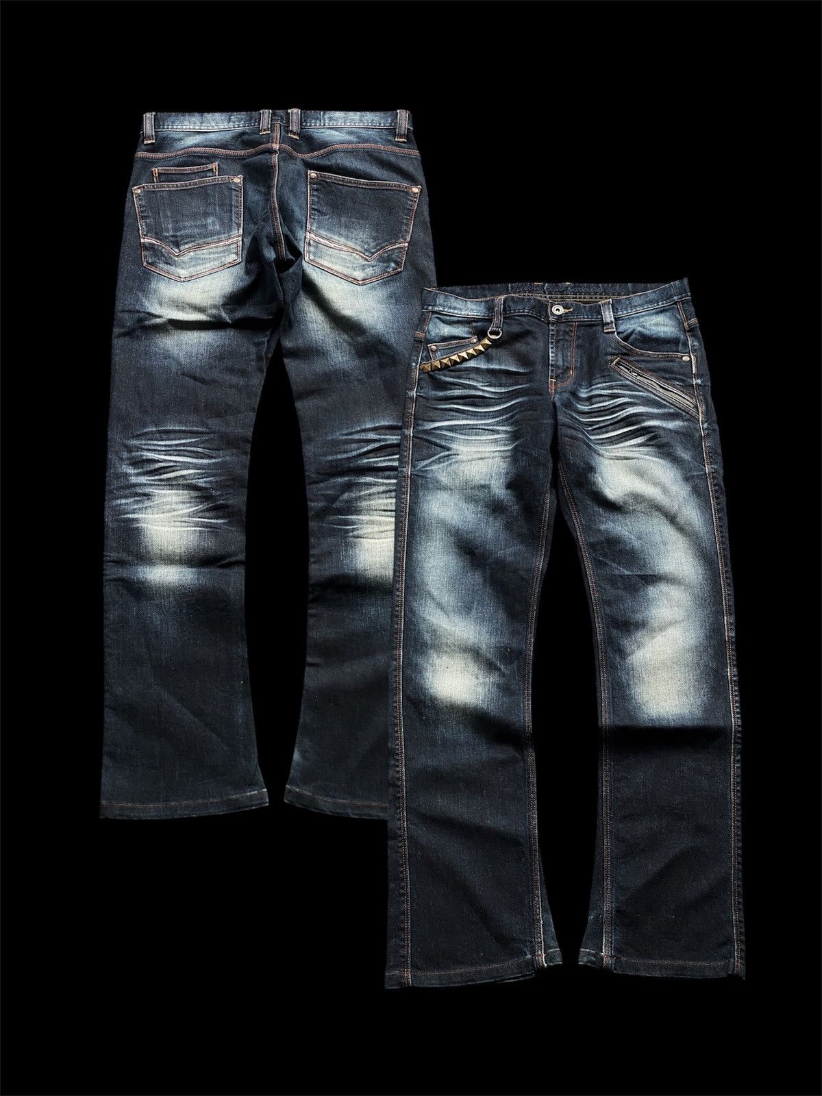 Japanese Brand STUDDED NICOLE CLUB FOR MEN INDIGO WHISKER BOOTCUT Size US 32 / EU 48 - 2 Thumbnail