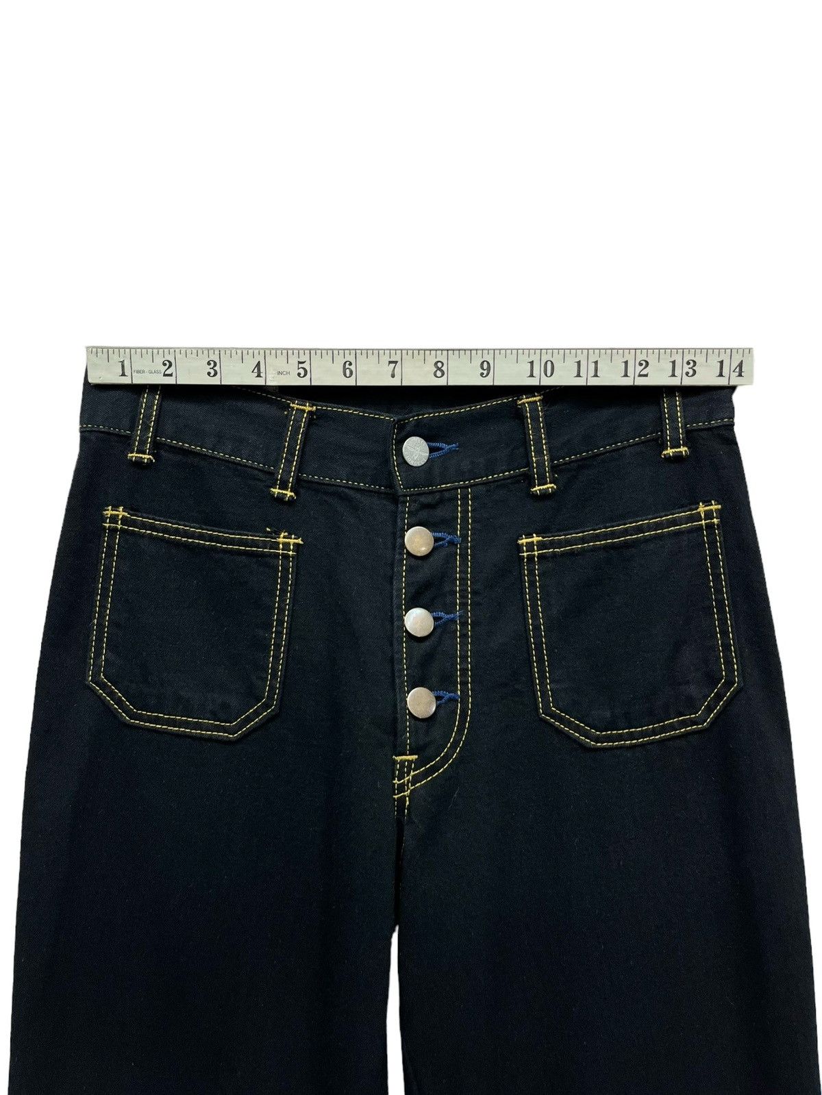 Fiorucci 🔥FYE🔥Vintage FIORUCCI ITALY FLARE Denim Bush Pants Size US 27 - 15 Thumbnail