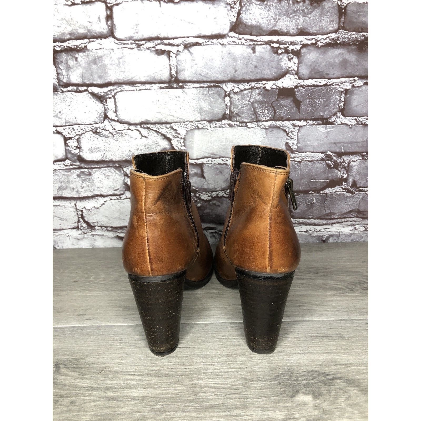 Anthropologie Krbonell Brown Ankle Double Sided Zipper Heeled Booties Boot Size US 9 / IT 39 - 4 Thumbnail
