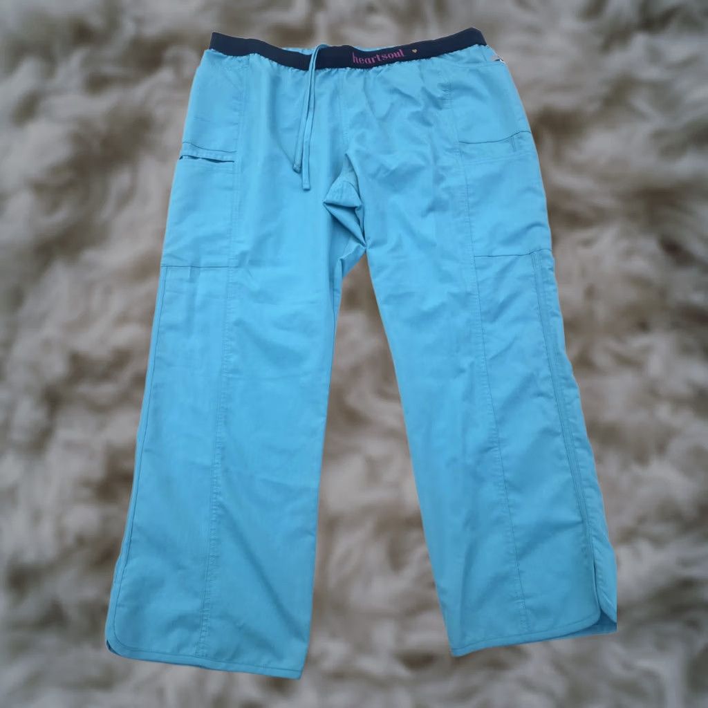 Vintage Heartsoul Scrubs Pants Womens 2XL Blue Pockets Drawstring Medical Nurse Sources Ladies Size 40" / US 18 - 1 Thumbnail