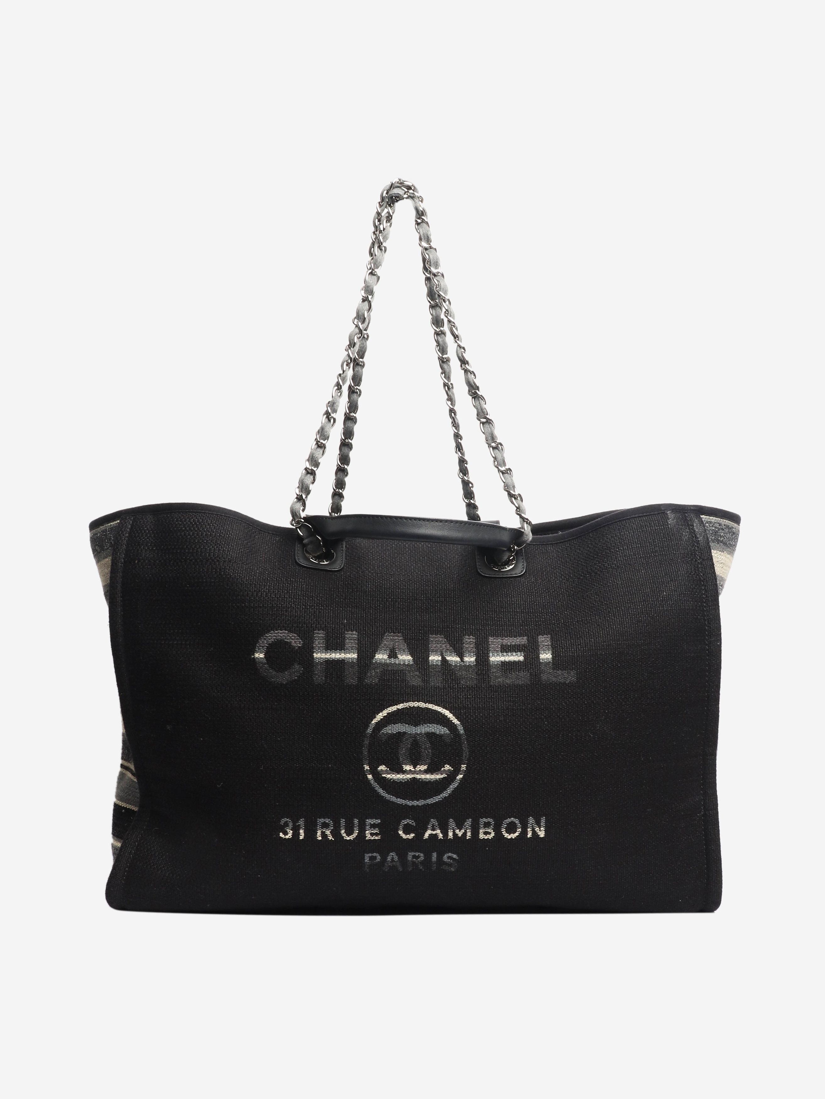 Chanel Black extra large striped Deauville tote bag Size ONE SIZE - 1 Thumbnail
