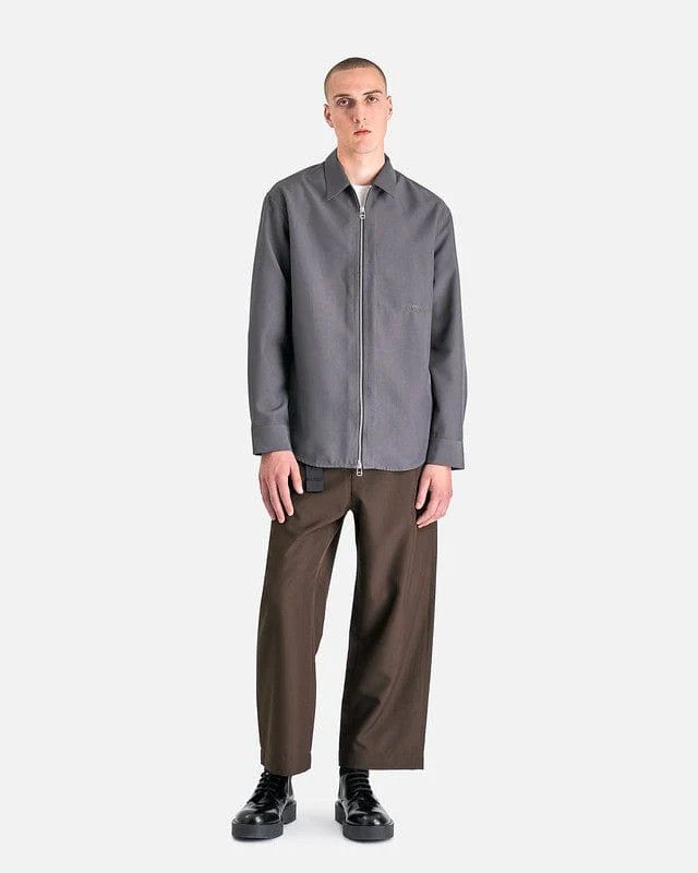 OAMC o1y0225 Solid Color Zip Shirt in Lead Size US M / EU 48-50 / 2 - 6 Thumbnail