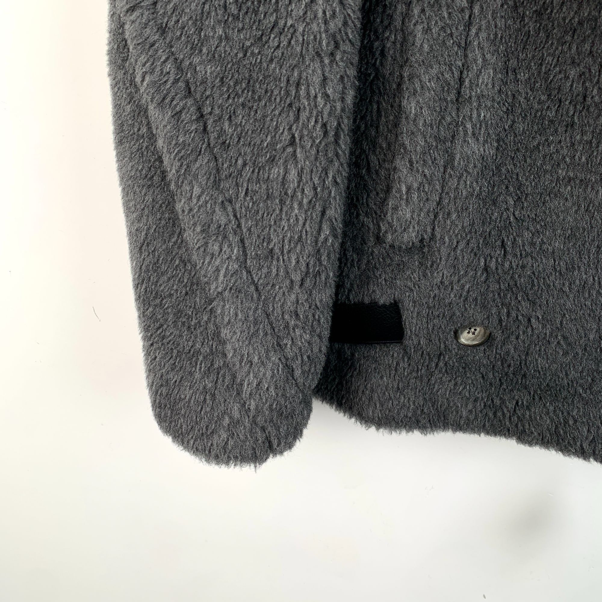 Max Mara Maxmara Teddy Wool-Blend Short Coat Jacket Dark Grey Size 38 Size XS / US 0-2 / IT 36-38 - 6 Thumbnail