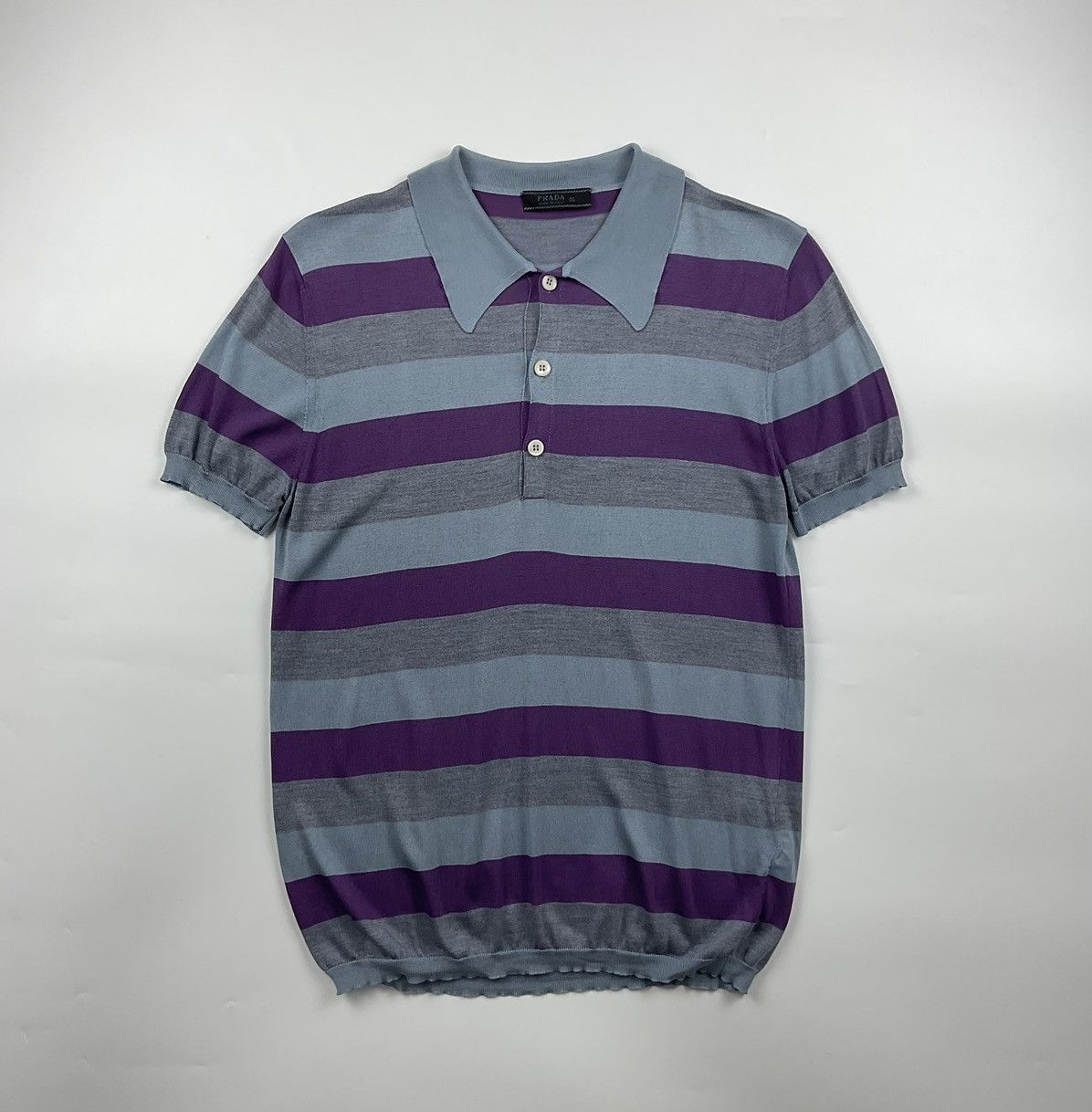 image of Prada Silk Stripe Polo, Men's (Size Small)