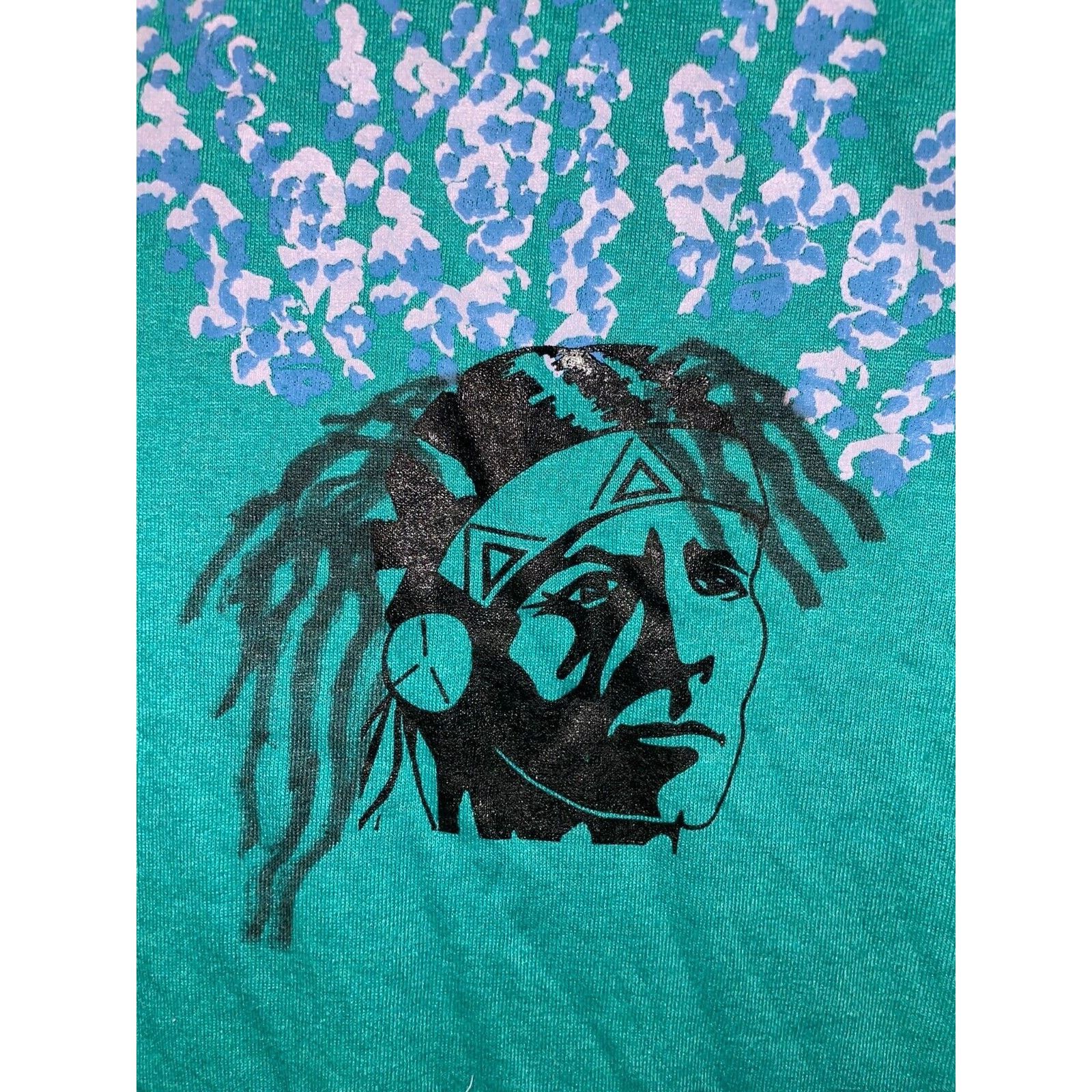Jerzees Vintage Native American Shirt Test Print Tee Teal 80s VTG M Size US M / EU 48-50 / 2 - 3 Thumbnail
