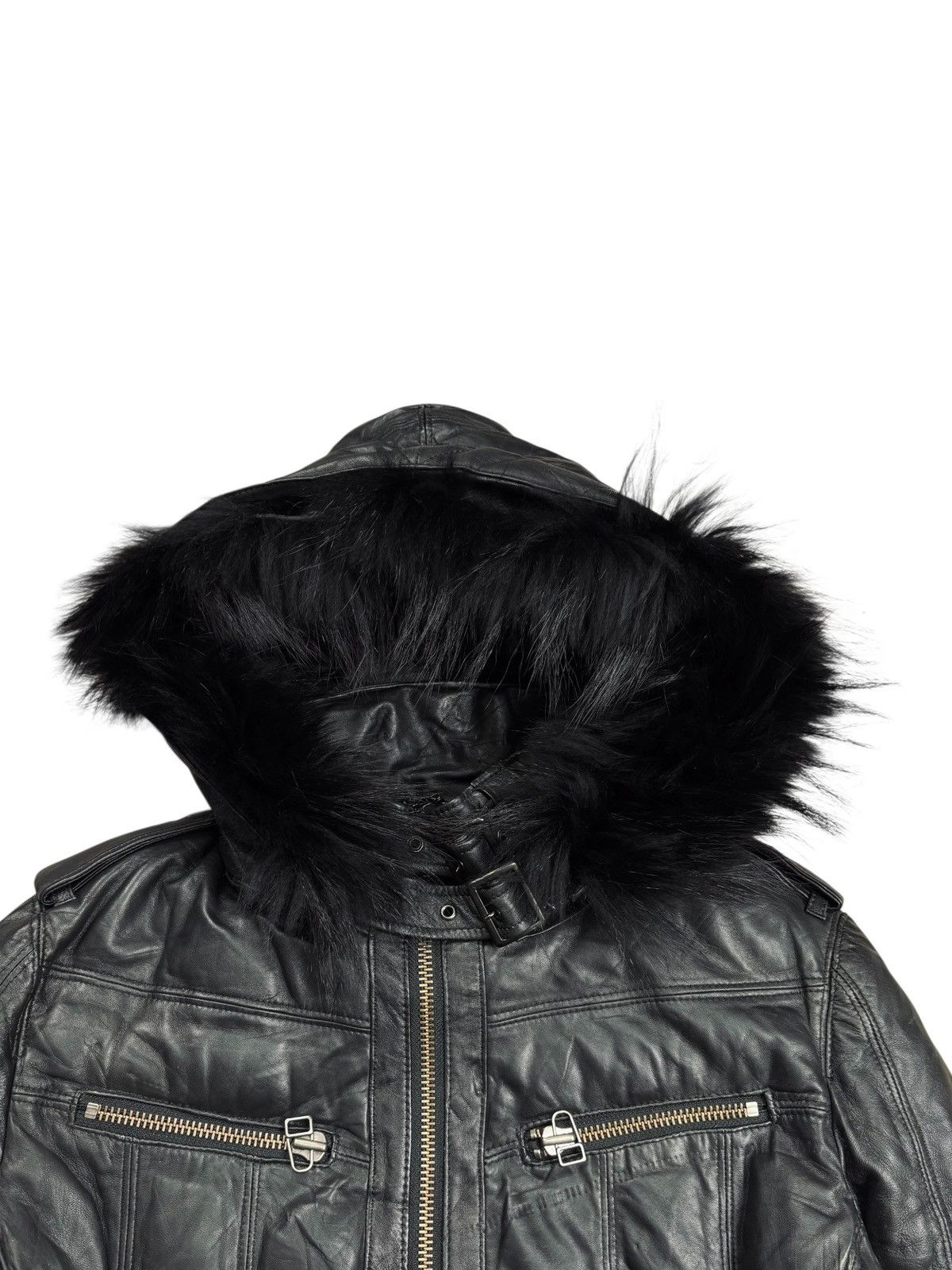 Yasuyuki Ishii 2000s Maniac Works - Fur Hoodie Leather Rider Jacket Size US M / EU 48-50 / 2 - 9 Thumbnail