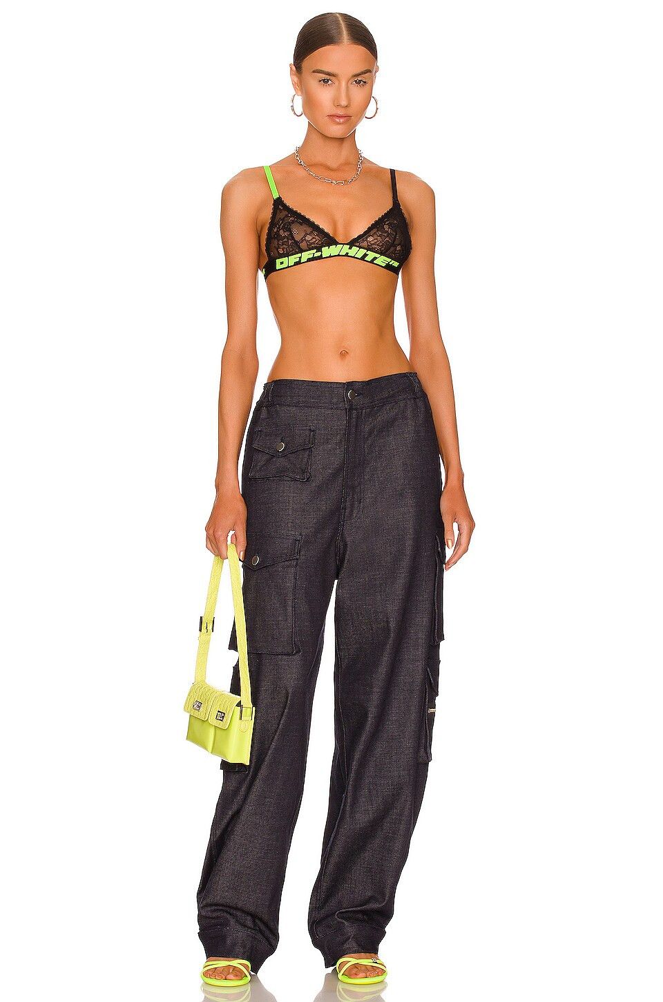 Off-White o1y1225 Size : S / Logo Bra in Black/Green Size ONE SIZE - 3 Thumbnail