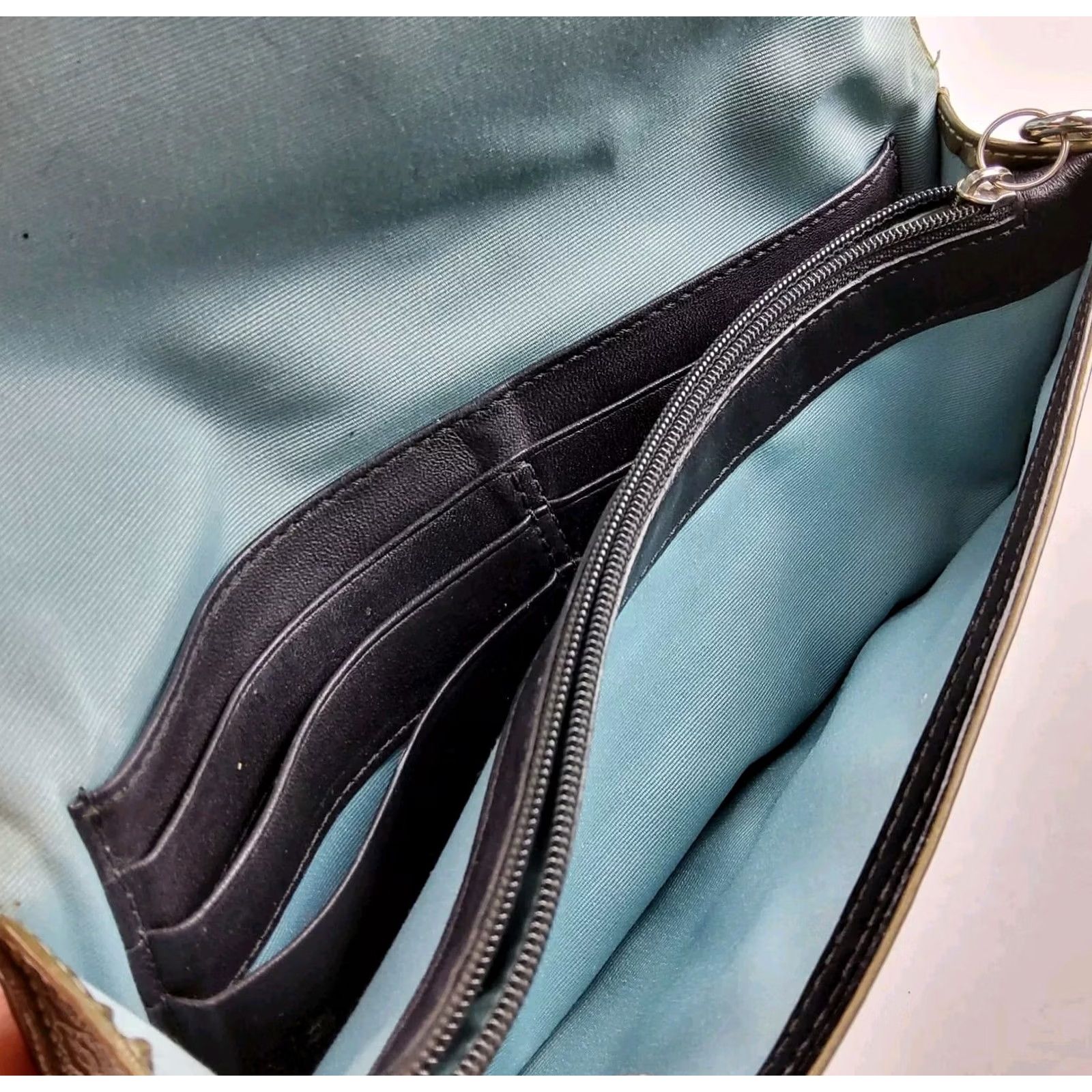 Coach VINTAGE Coach Wallet Wristlet Clutch Leather Buckle Large Organizer Green Womens Size ONE SIZE - 7 Thumbnail