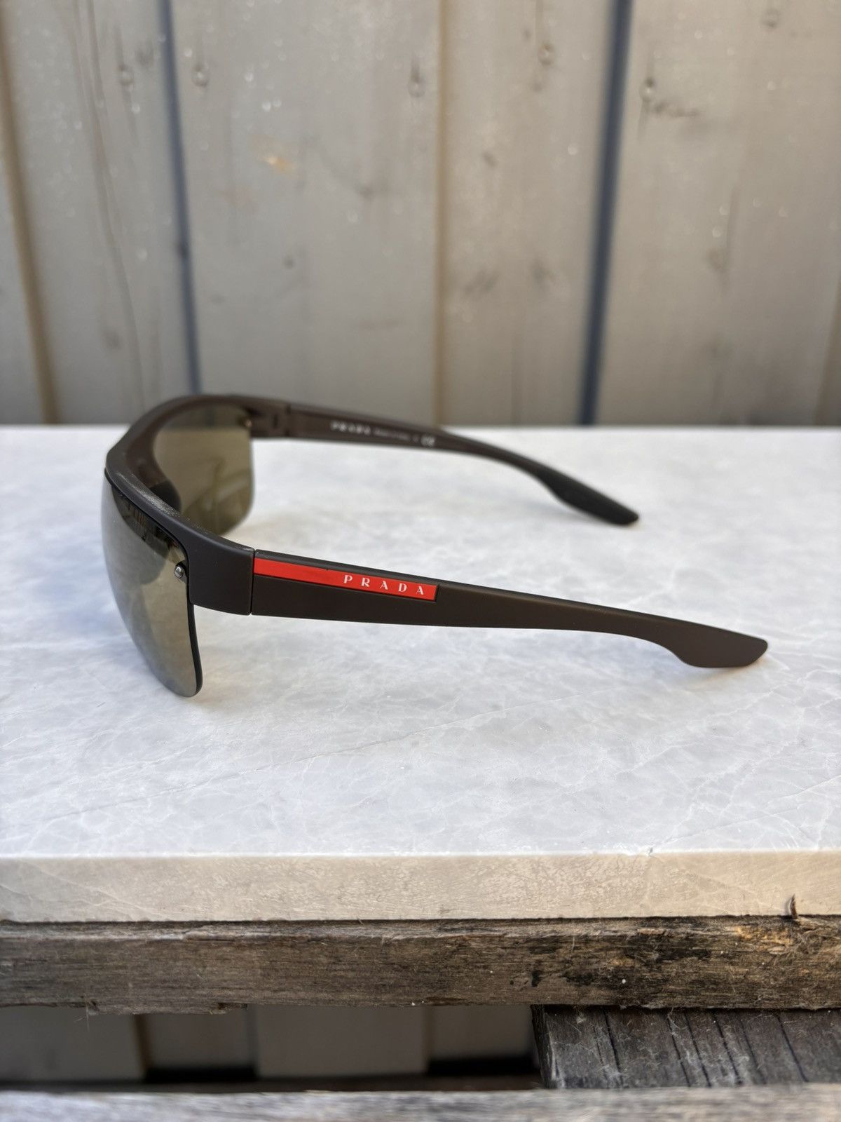 Prada × Vintage 2000s Prada Sunglasses Linea Rossa Sport Half Rin SPS 17U Y2 Size ONE SIZE - 6 Thumbnail
