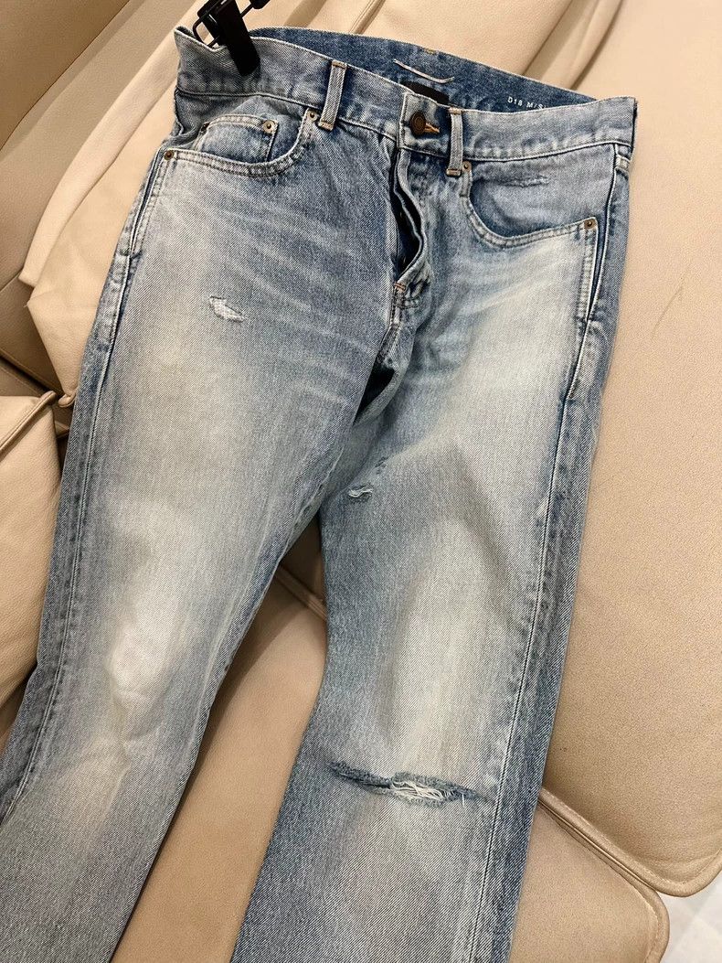 Saint Laurent Paris Saint Laurent Paris One-knee knife cuts blue jeans Size US 30 / EU 46 - 5 Thumbnail