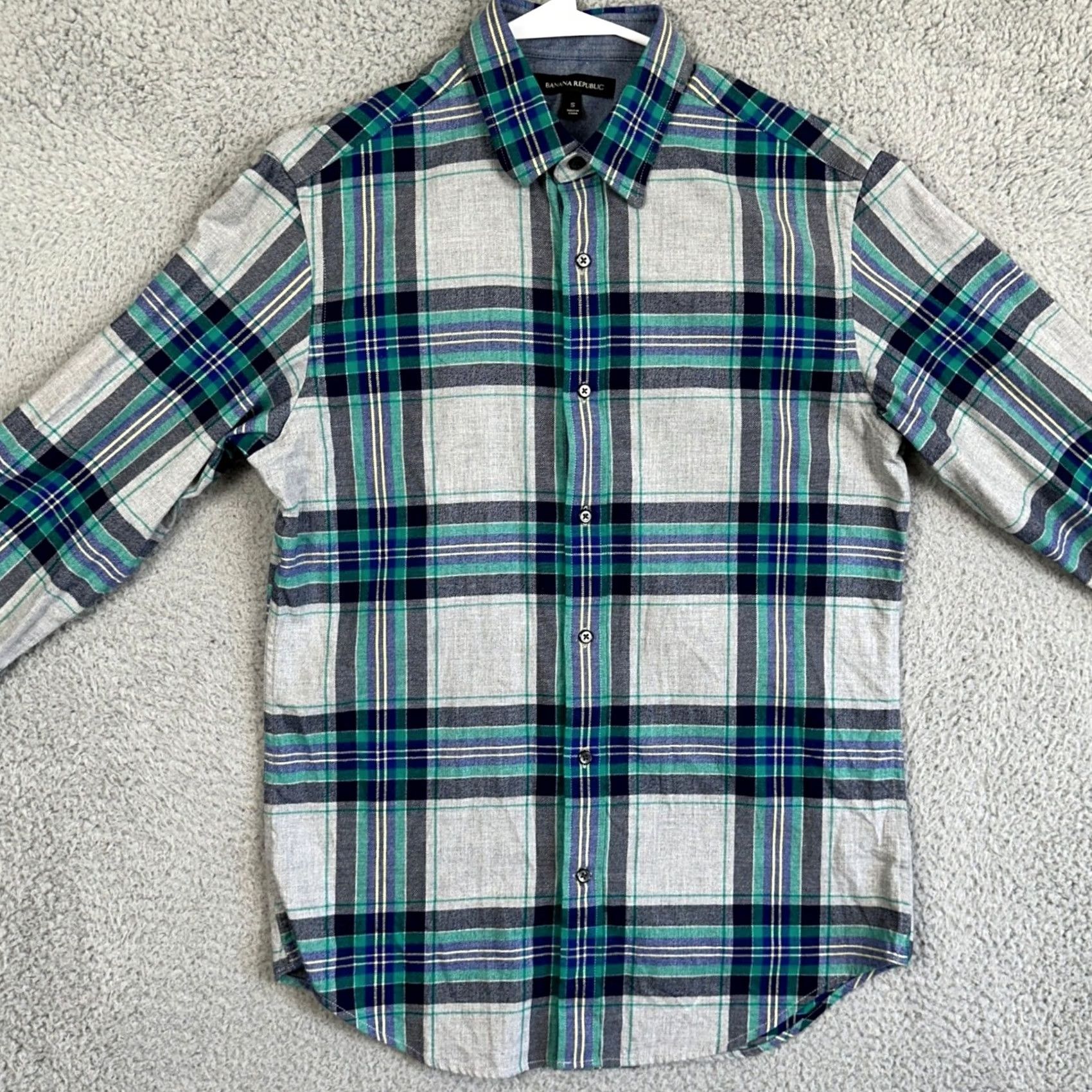 Banana Republic Banana Republic Shirt Button-Up Men Small Blue Plaid Cotton Long Sleeve EUC Size US S / EU 44-46 / 1 - 3 Thumbnail