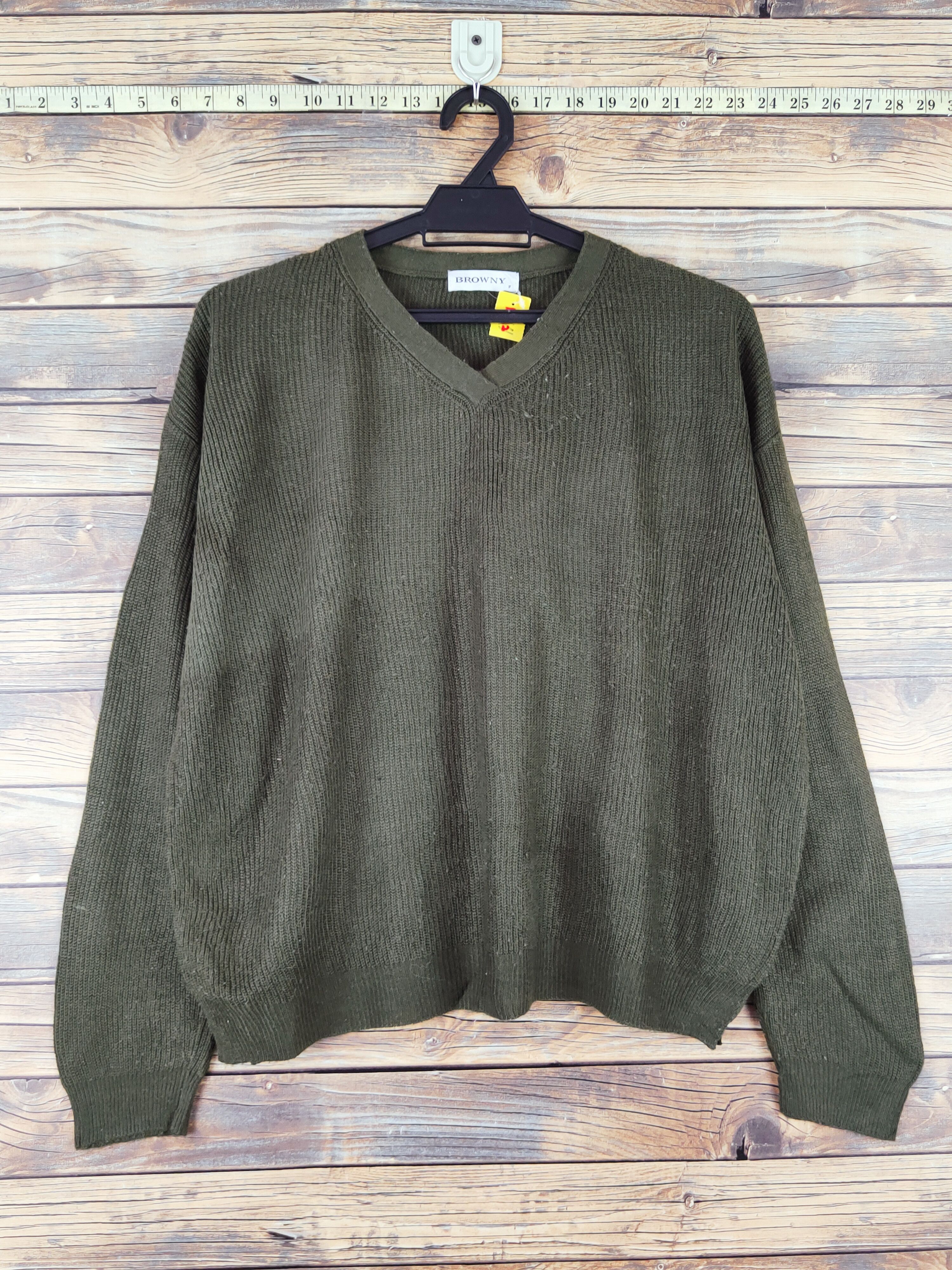 Homespun Knitwear Browny Olive Knitwear Sweatshirts #W988 Size US L / EU 52-54 / 3 - 1 Thumbnail