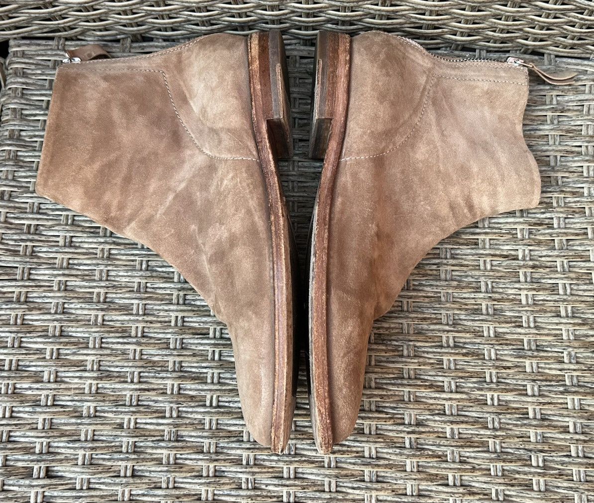 Handmade × MoMA MOMA Marrone Suede Zip Ankle Boots Beige Made In Italy Size US 8 / IT 38 - 6 Thumbnail