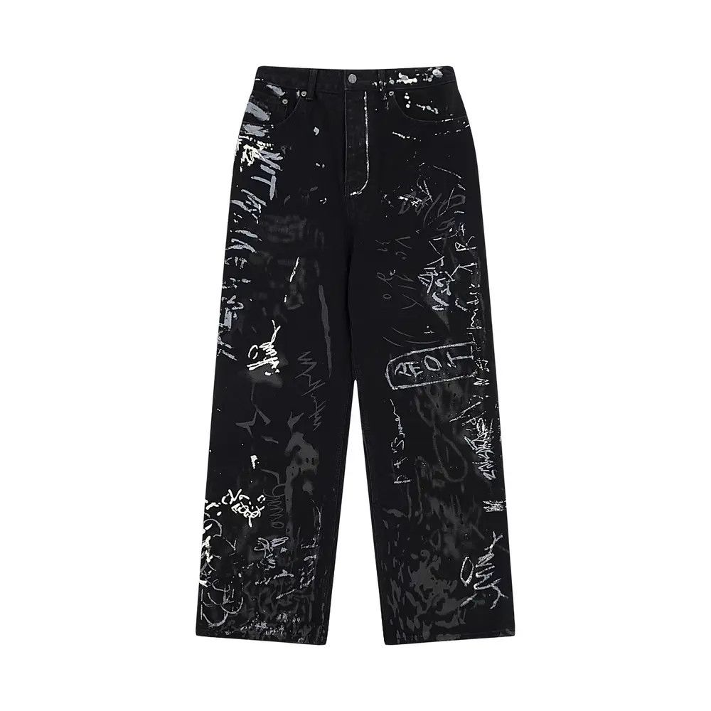 Japanese Brand × Jean Vintage Hip Hop Casual Street Graffiti Jeans Size US 31 - 1 Thumbnail