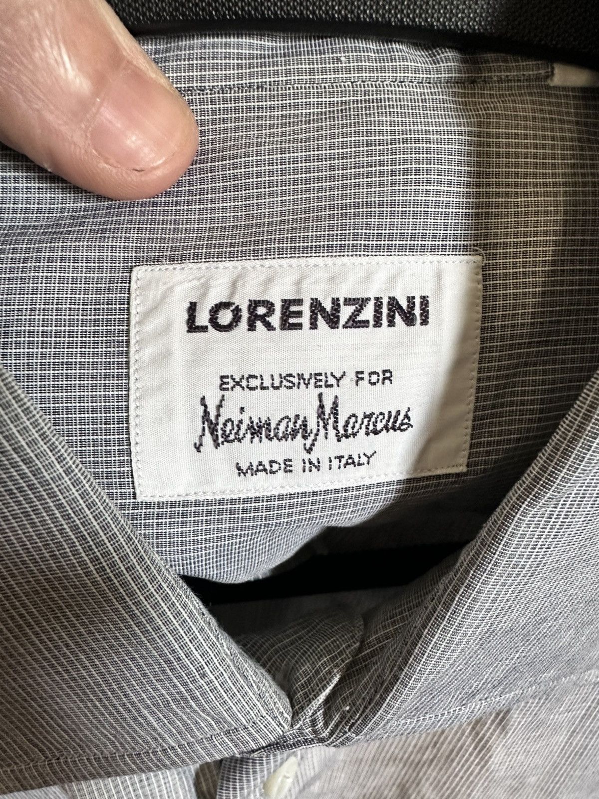 Other LORENZINI exclusive blue/gray micro check shirt Italy Size US L / EU 52-54 / 3 - 11 Thumbnail