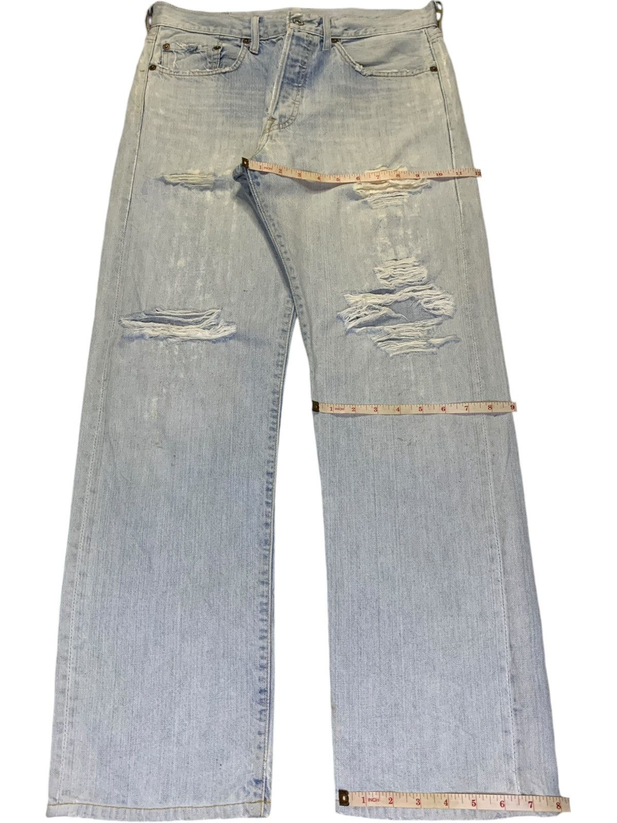Levi's SALES🔥Vintage 90s Levis 501 Faded Wash Ripped Loose Jeans Size US 32 / EU 48 - 13 Thumbnail