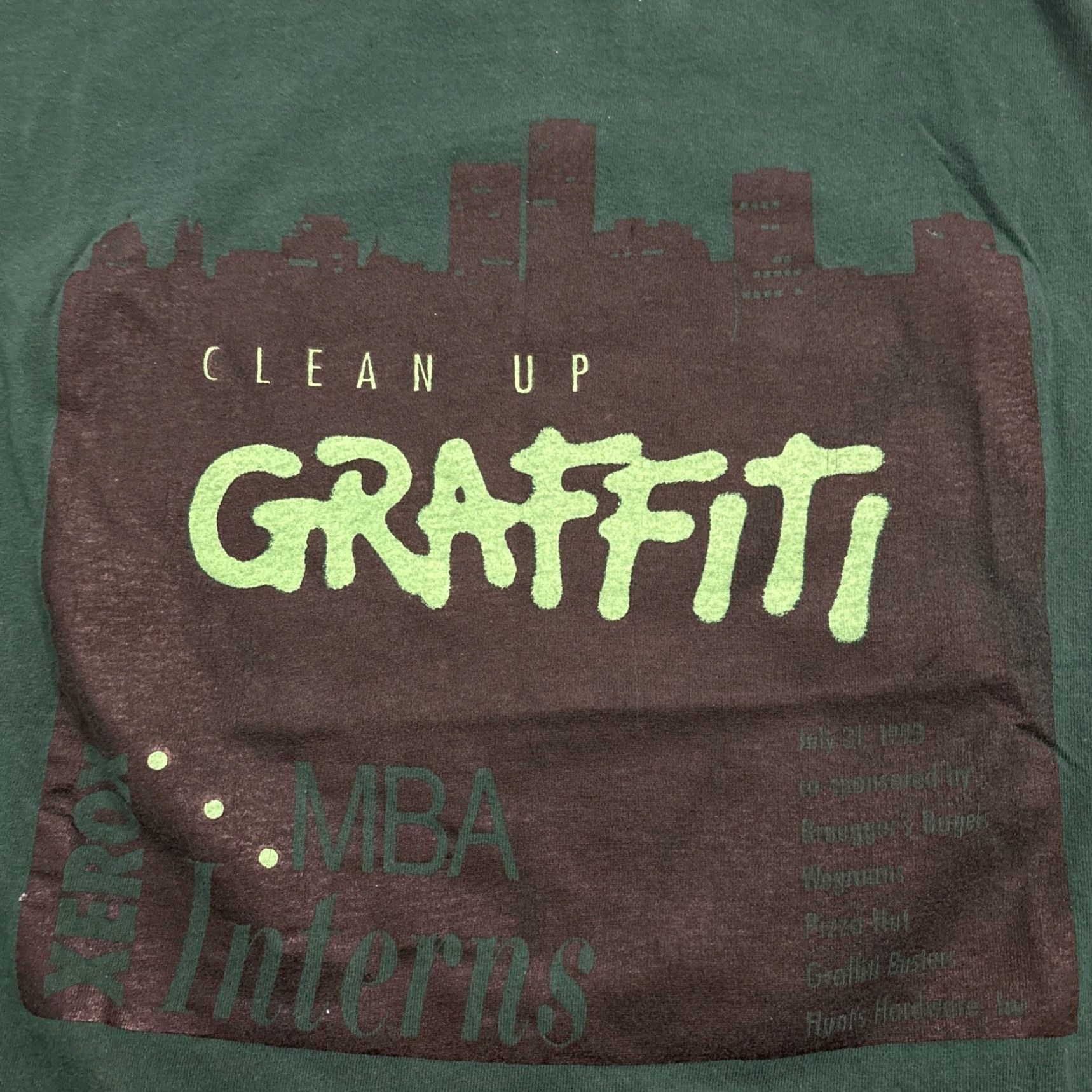 Vintage VINTAGE Graffiti T Shirt Xerox Interns 1995 Green Single Stitch M Men 90s Graffiti Theme Mens Shirt Size US M / EU 48-50 / 2 - 2 Thumbnail