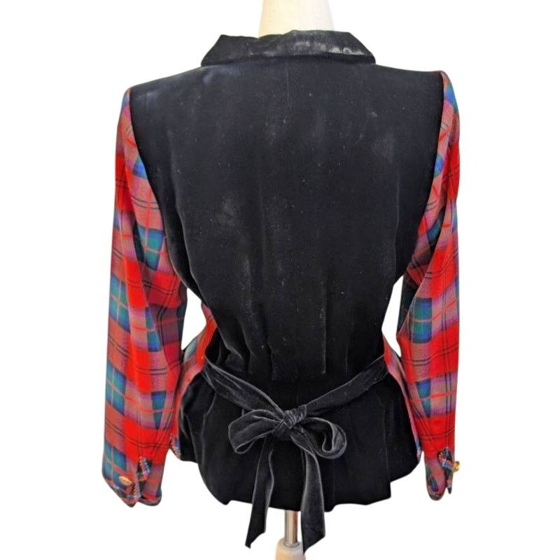 Yves Saint Laurent Yves Saint Laurent Rive Gauche 1994 Tartan Velvet Jacket Size S / US 4 / IT 40 - 4 Thumbnail