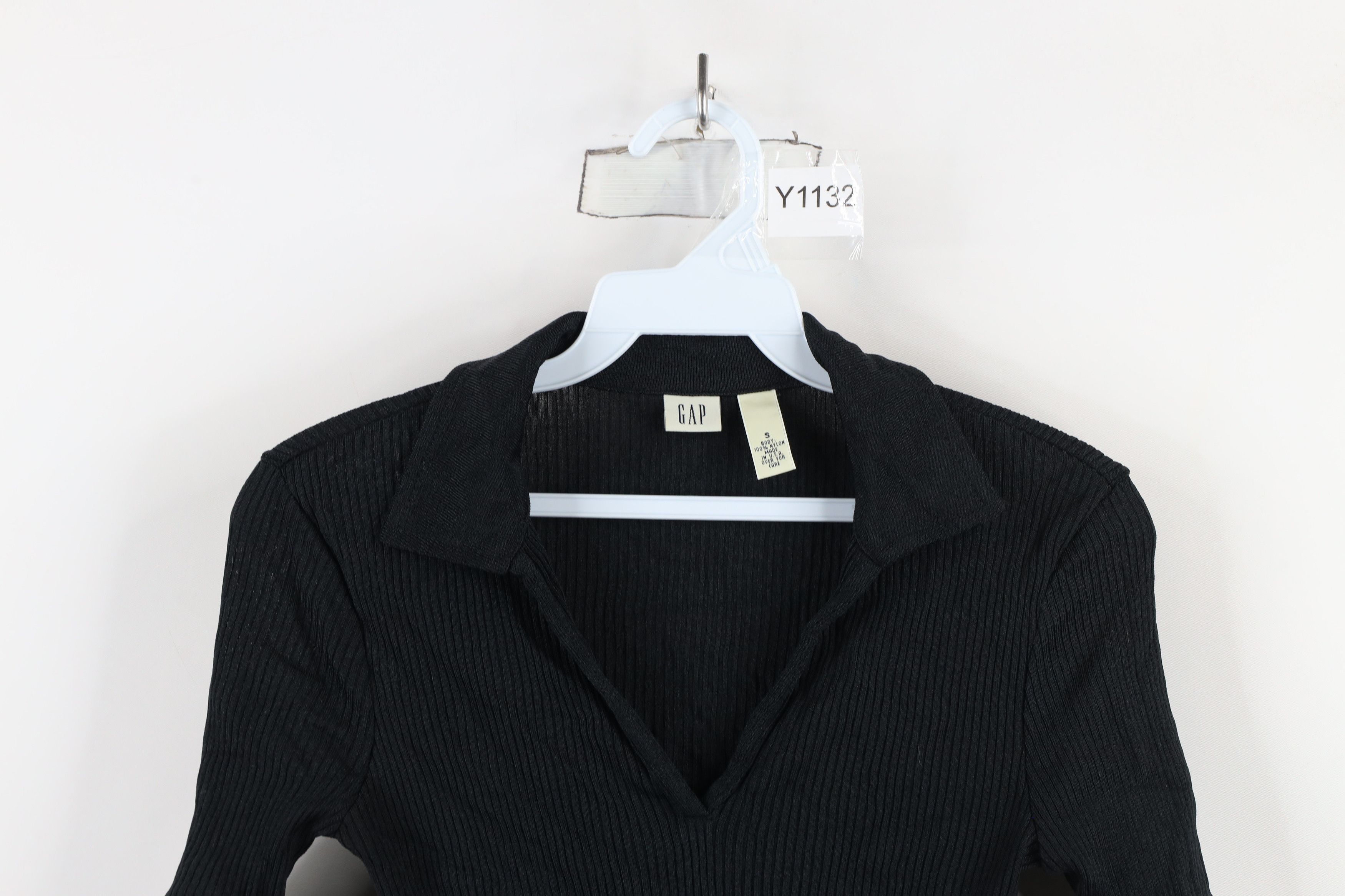 Gap × Vintage Vintage 90s Y2K Gap Cropped Ribbed Knit Collared Polo Black Size S / US 4 / IT 40 - 2 Thumbnail