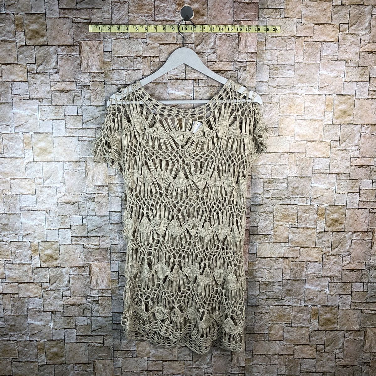 Homespun Knitwear × Japanese Brand × Vintage Japanese Brand crochet meshnet Brown Knitwear #A1233 Size M / US 6-8 / IT 42-44 - 10 Thumbnail