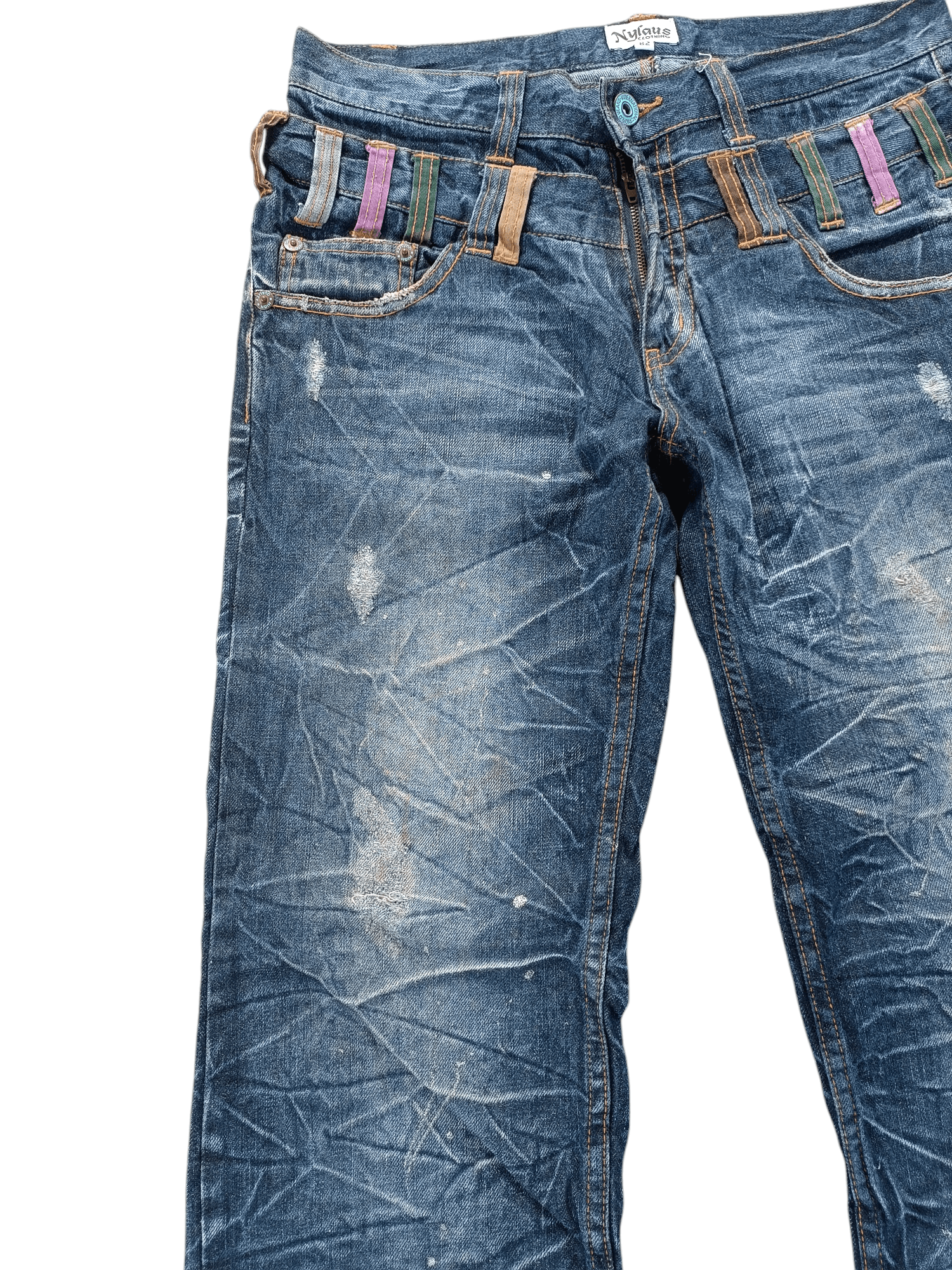 If Six Was Nine 💥VINTAGE NYLAUS JEANS DOUBLE WAIST DESIGN RARE Size US 32 / EU 48 - 13 Thumbnail
