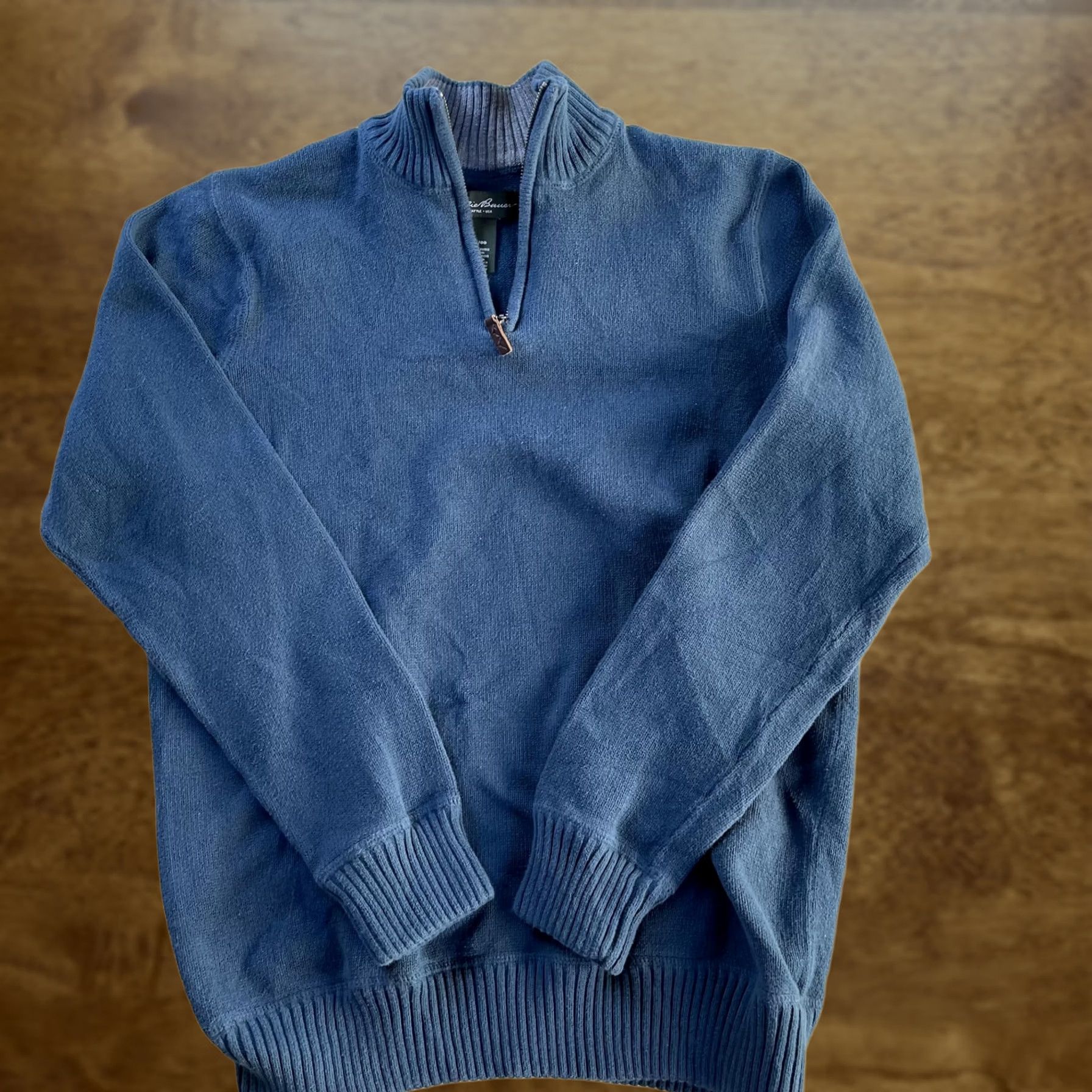 Eddie Bauer Eddie Bauer Sweater Mens LT Blue 1/4 Zip Mock Neck Cotton Knit Pullover Casual Size US L / EU 52-54 / 3 - 1 Thumbnail